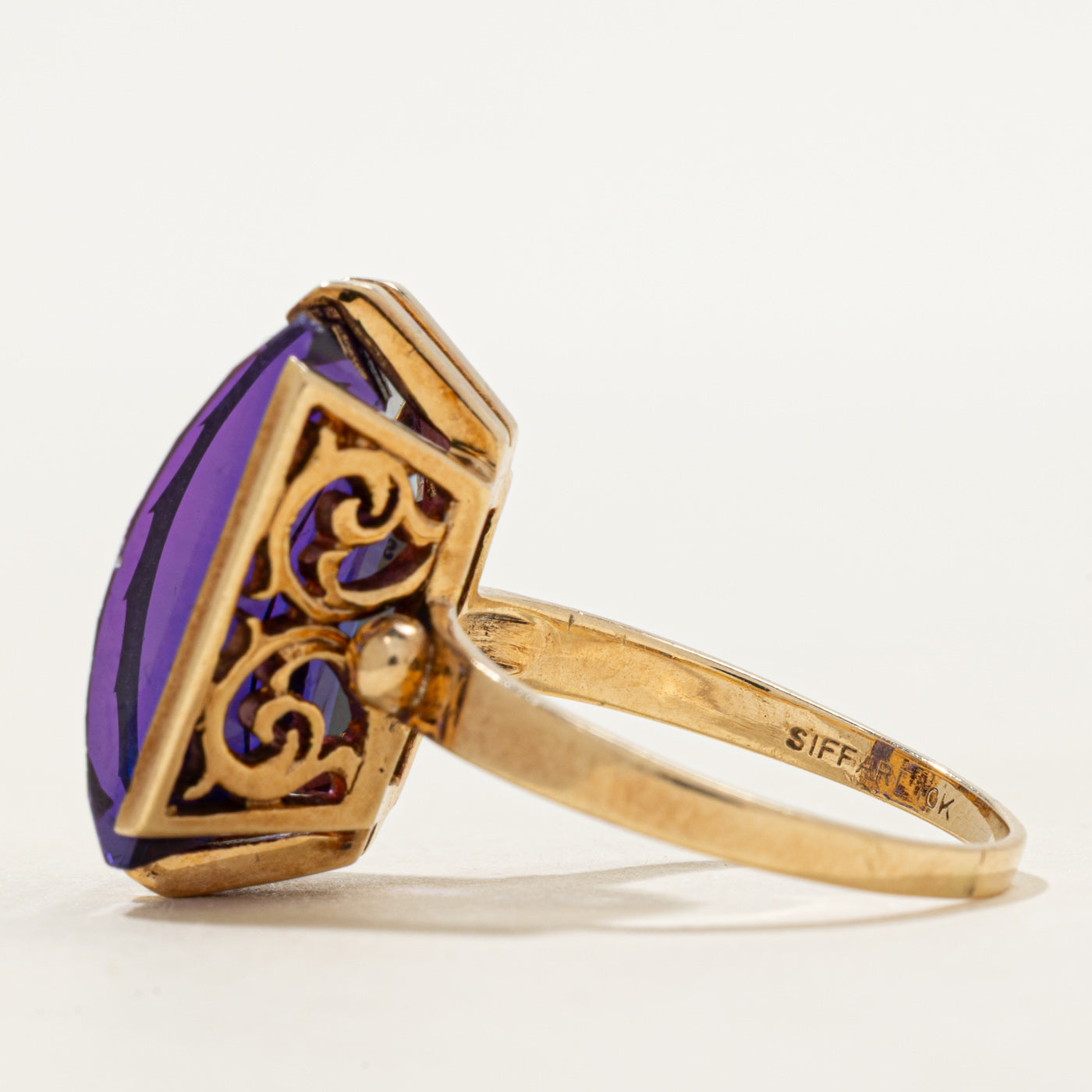 Synthetic Sapphire Scrollwork Cocktail Ring | SZ 9
