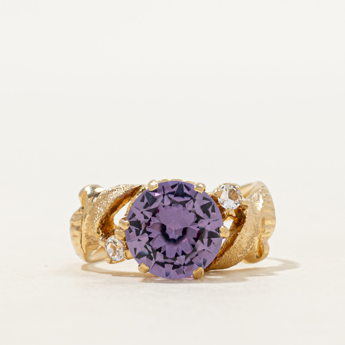 Synthetic Sapphire & White Topaz Ring | SZ 4