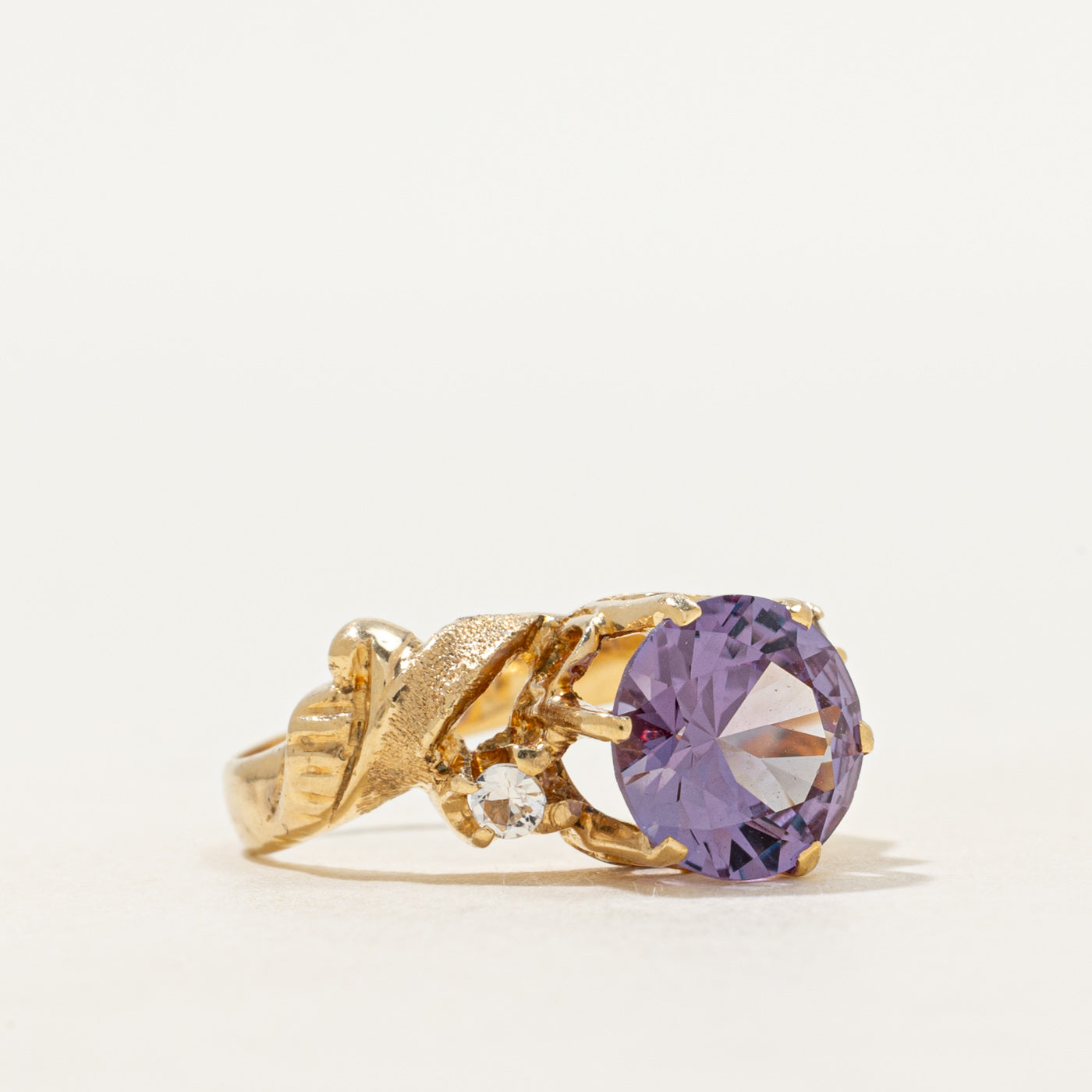 Synthetic Sapphire & White Topaz Ring | SZ 4