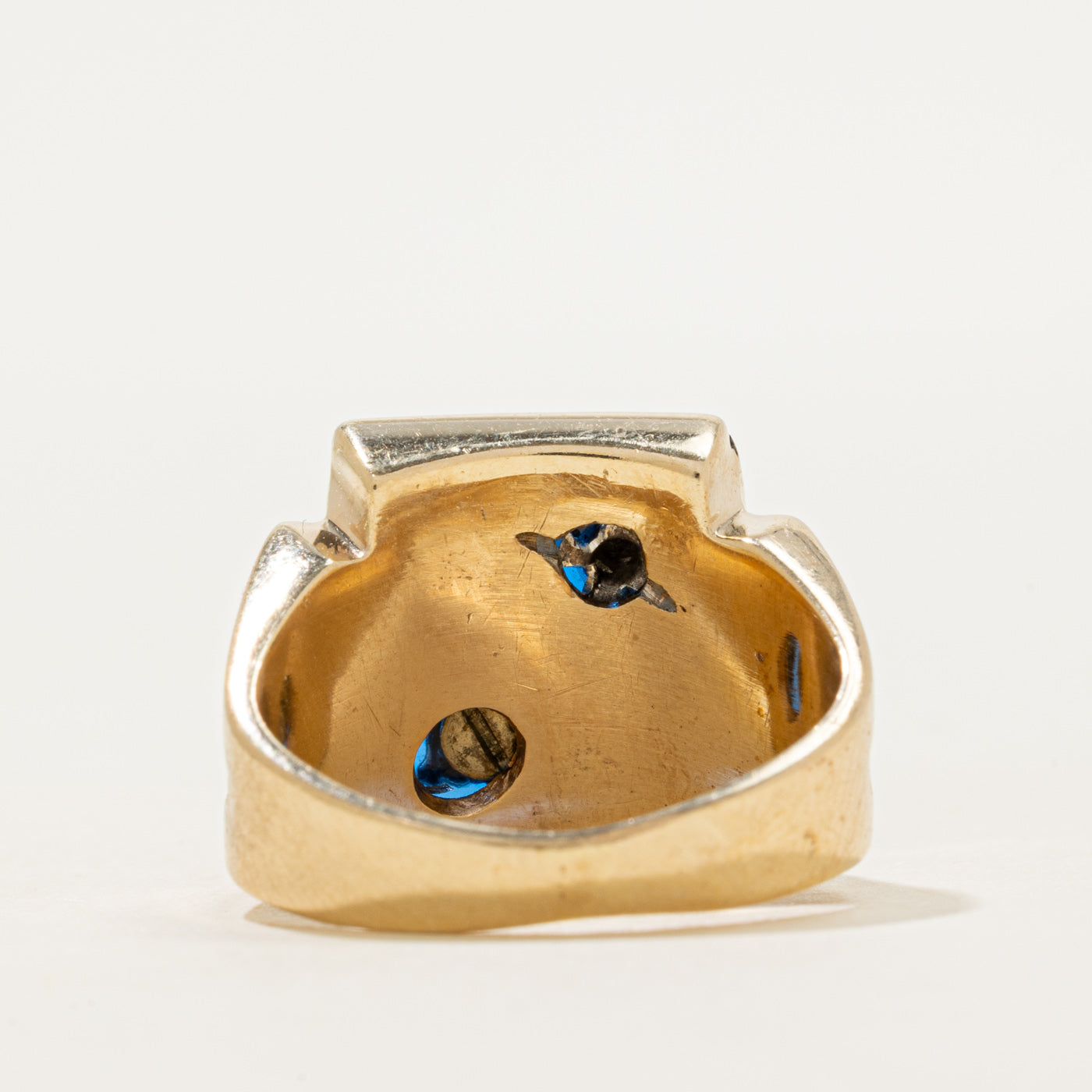 Synthetic Sapphire & Natural Diamond "M" Signet Ring | SZ 5