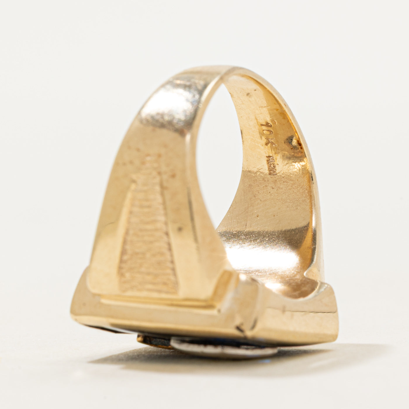 Synthetic Sapphire & Natural Diamond "M" Signet Ring | SZ 5