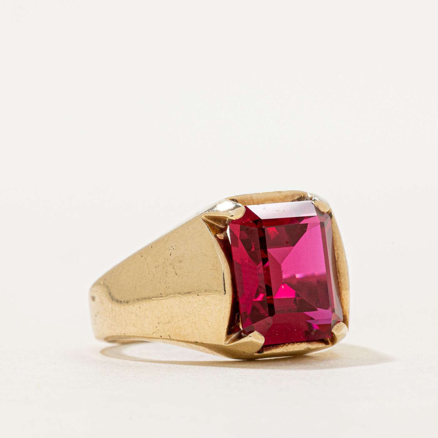 Step Cut Synthetic Ruby Cocktail Ring | SZ 9
