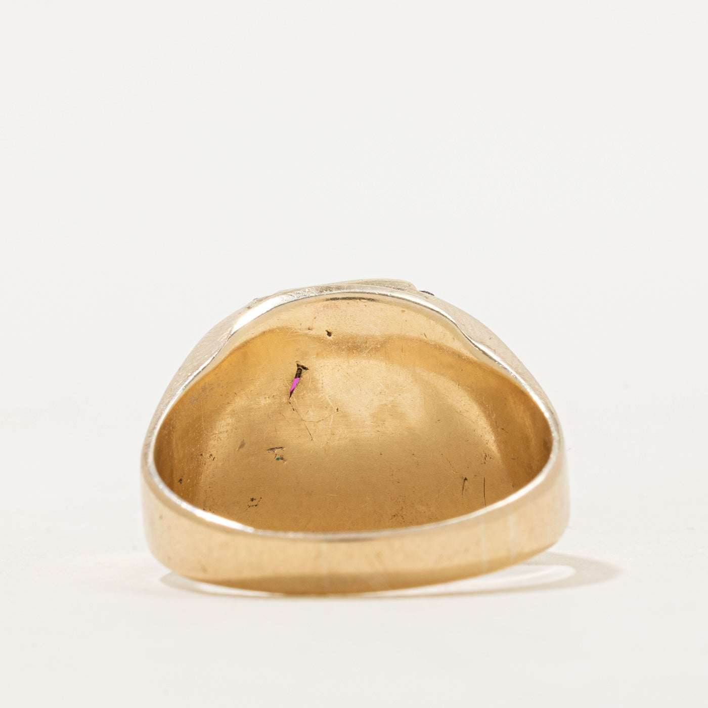 Synthetic Ruby & Natural Diamond "D" Signet Ring | SZ 10.5