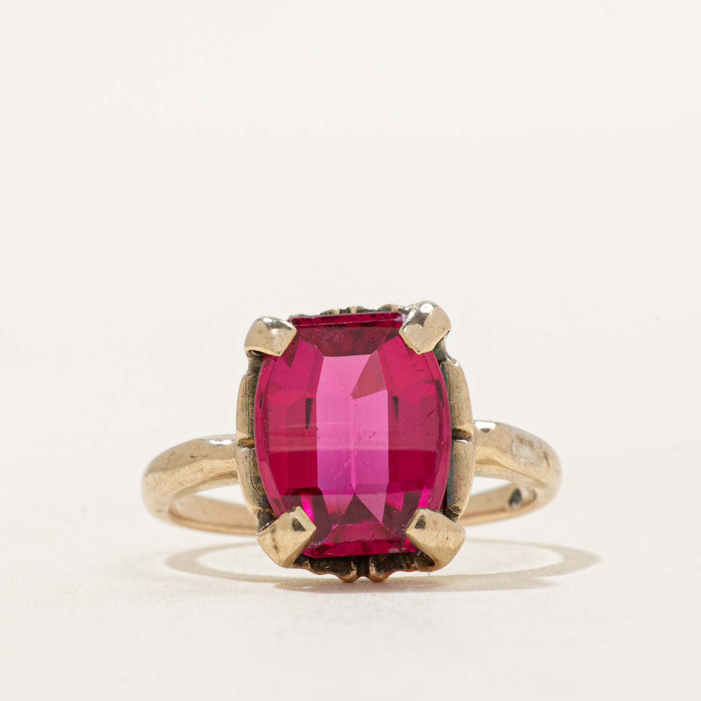 Rectangle Cut Synthetic Ruby Ring | SZ 3.75