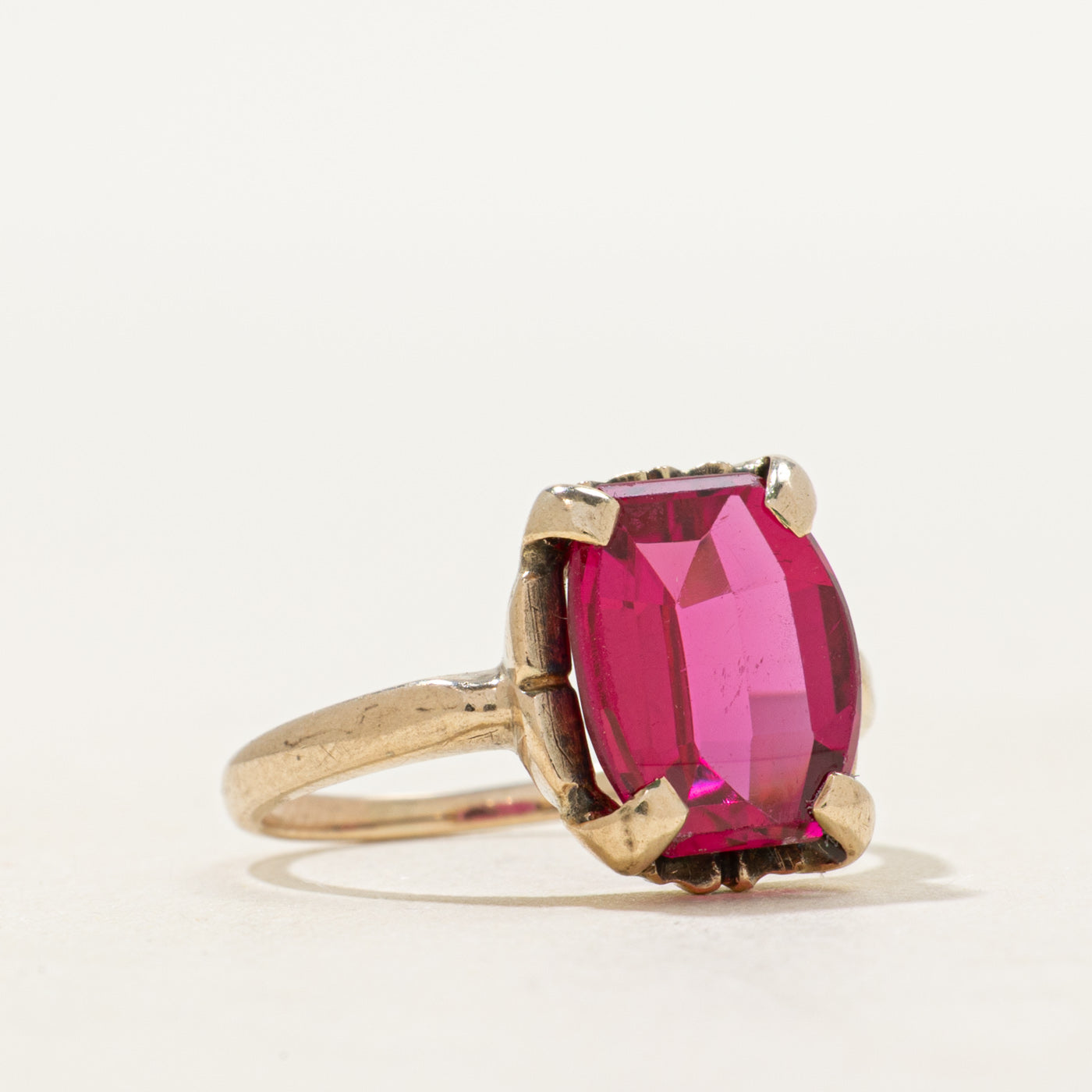 Rectangle Cut Synthetic Ruby Ring | SZ 3.75