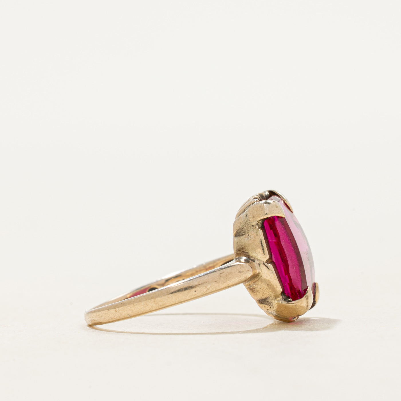Rectangle Cut Synthetic Ruby Ring | SZ 3.75