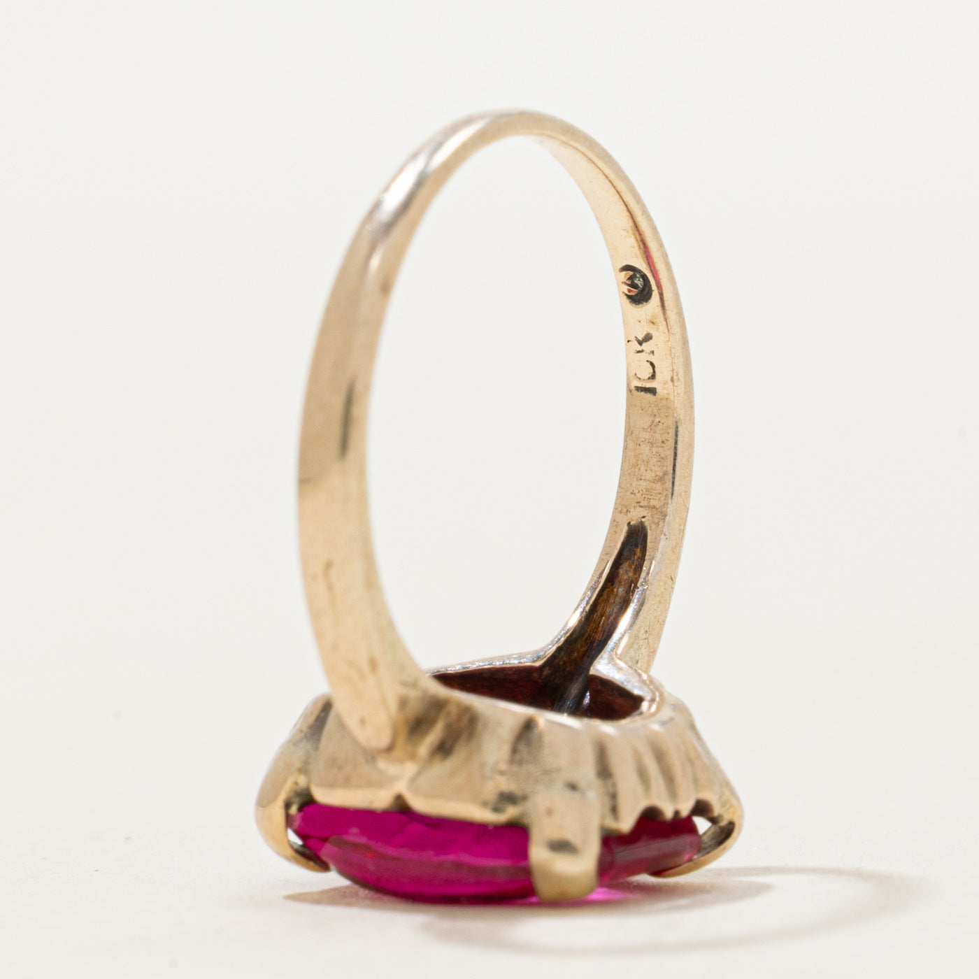 Rectangle Cut Synthetic Ruby Ring | SZ 3.75