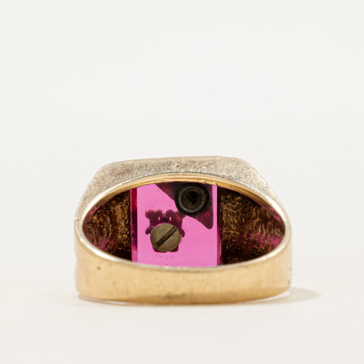 Synthetic Ruby & Natural Diamond "W" Signet Ring | SZ 8.75