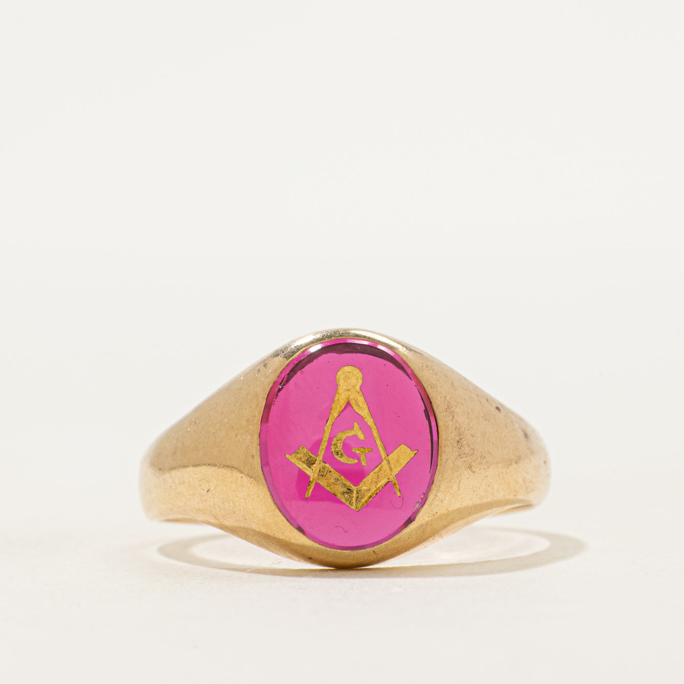 Cabochon Synthetic Ruby Free Masons Ring | SZ 11.75