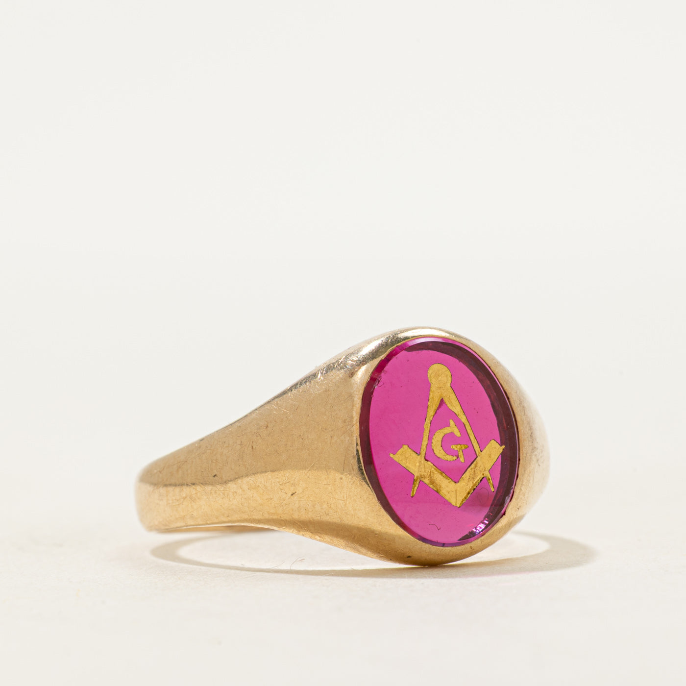 Cabochon Synthetic Ruby Free Masons Ring | SZ 11.75
