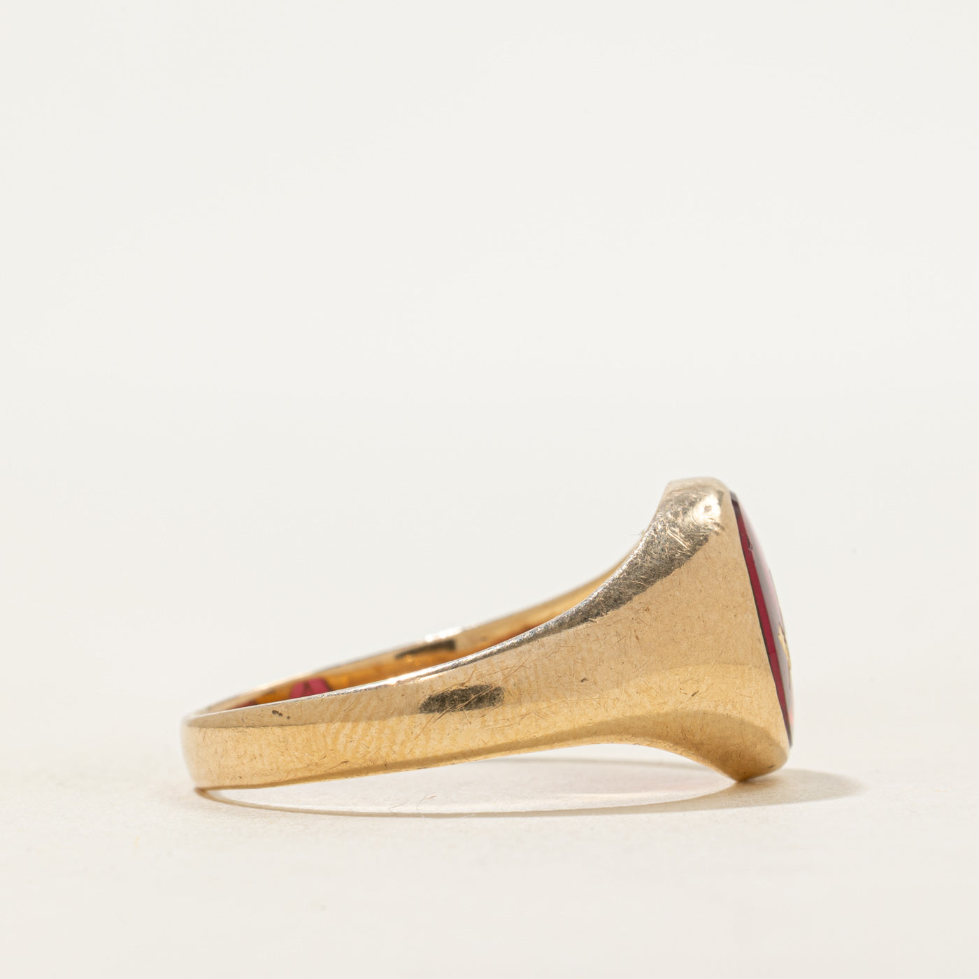 Cabochon Synthetic Ruby Free Masons Ring | SZ 11.75