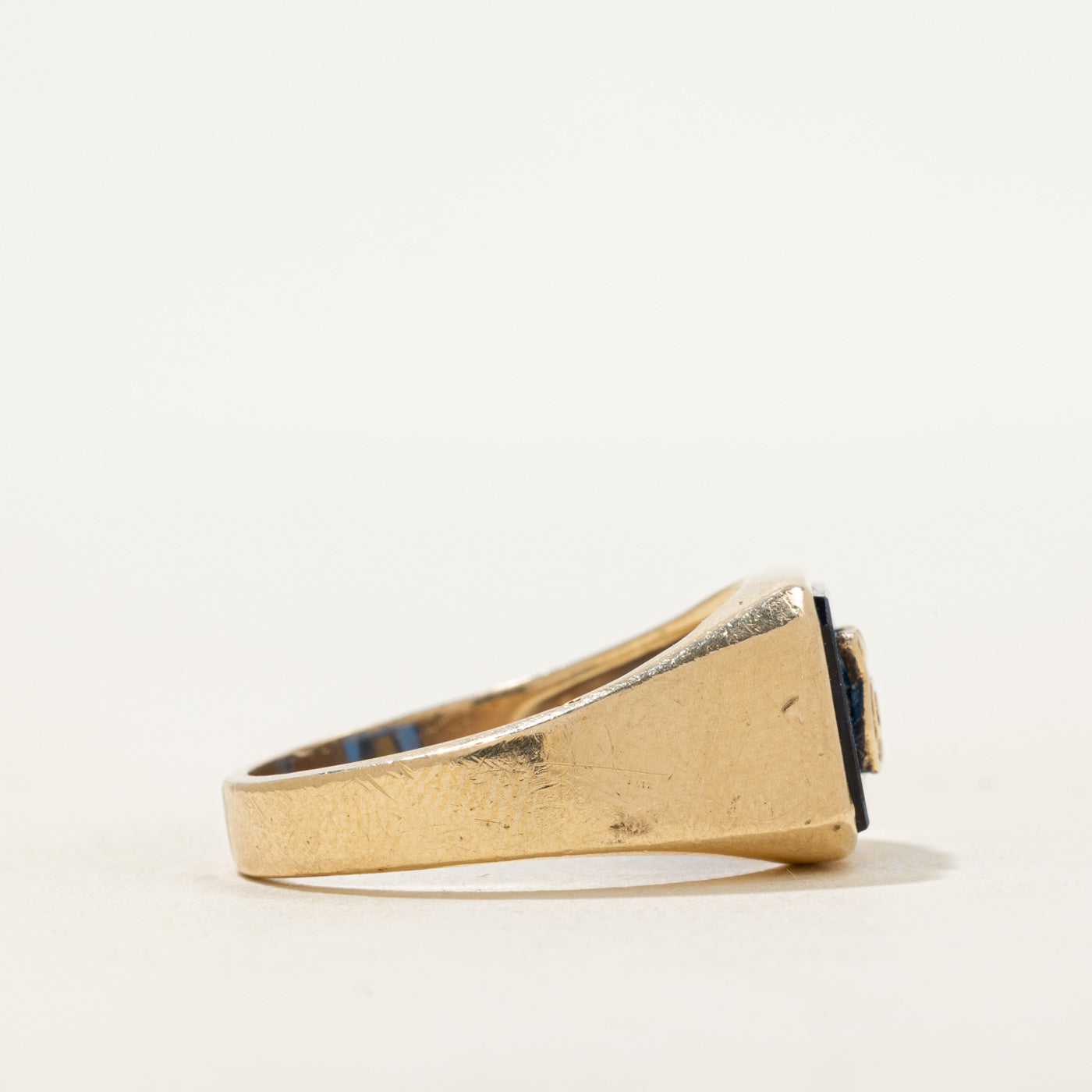 Synthetic Sapphire "B" Initial Signet Ring | SZ 11