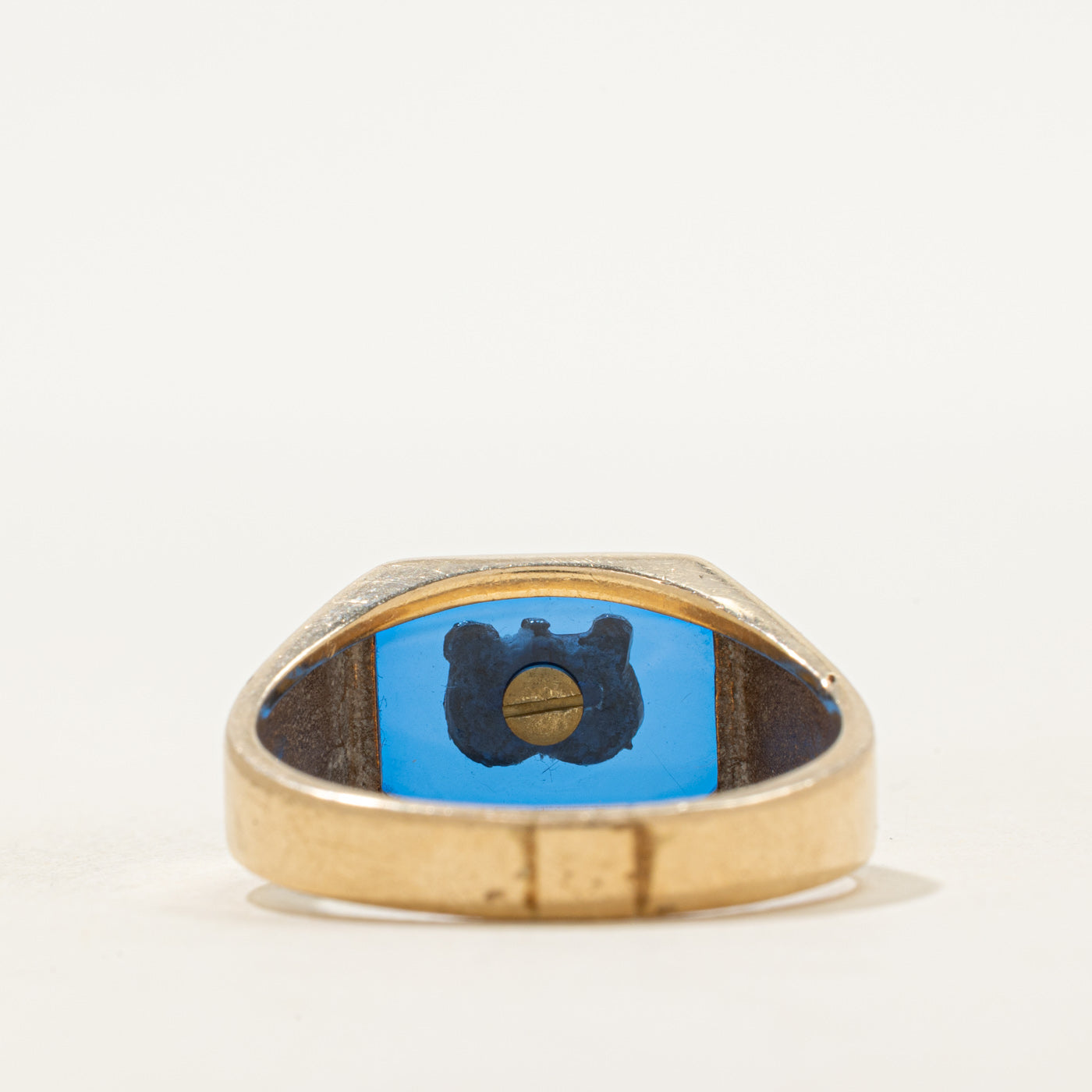 Synthetic Sapphire "B" Initial Signet Ring | SZ 11
