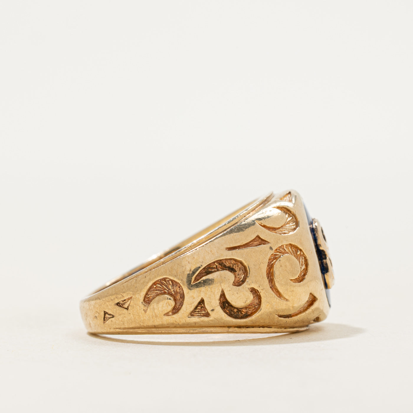 Synthetic Sapphire "S" Initial Signet Ring | SZ 9