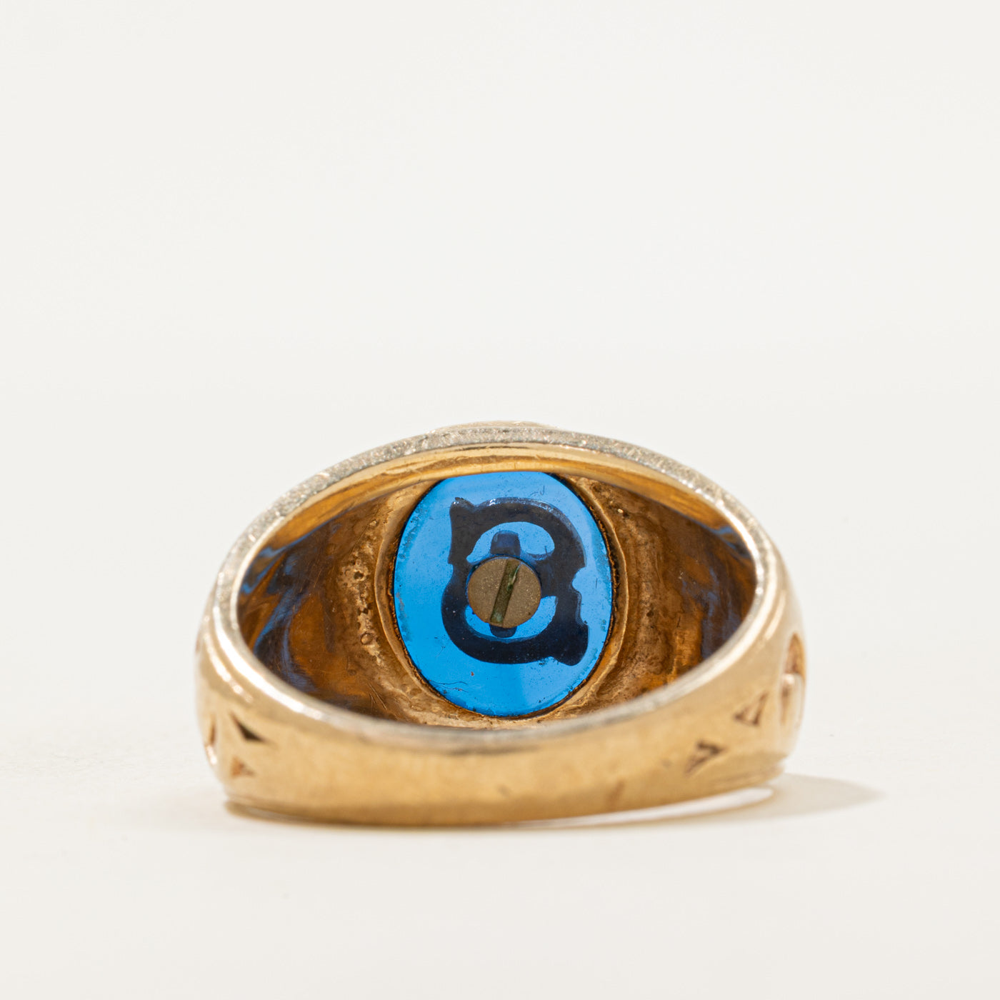 Synthetic Sapphire "S" Initial Signet Ring | SZ 9