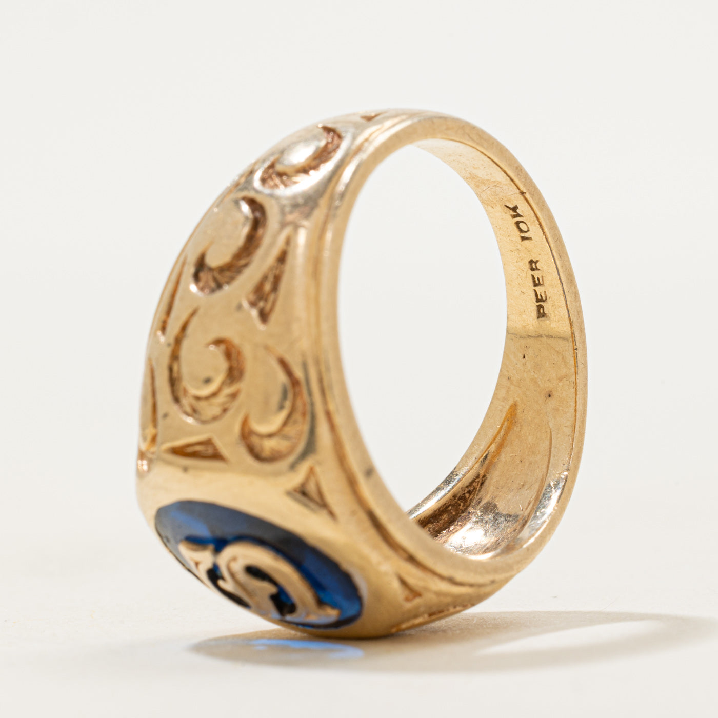 Synthetic Sapphire "S" Initial Signet Ring | SZ 9