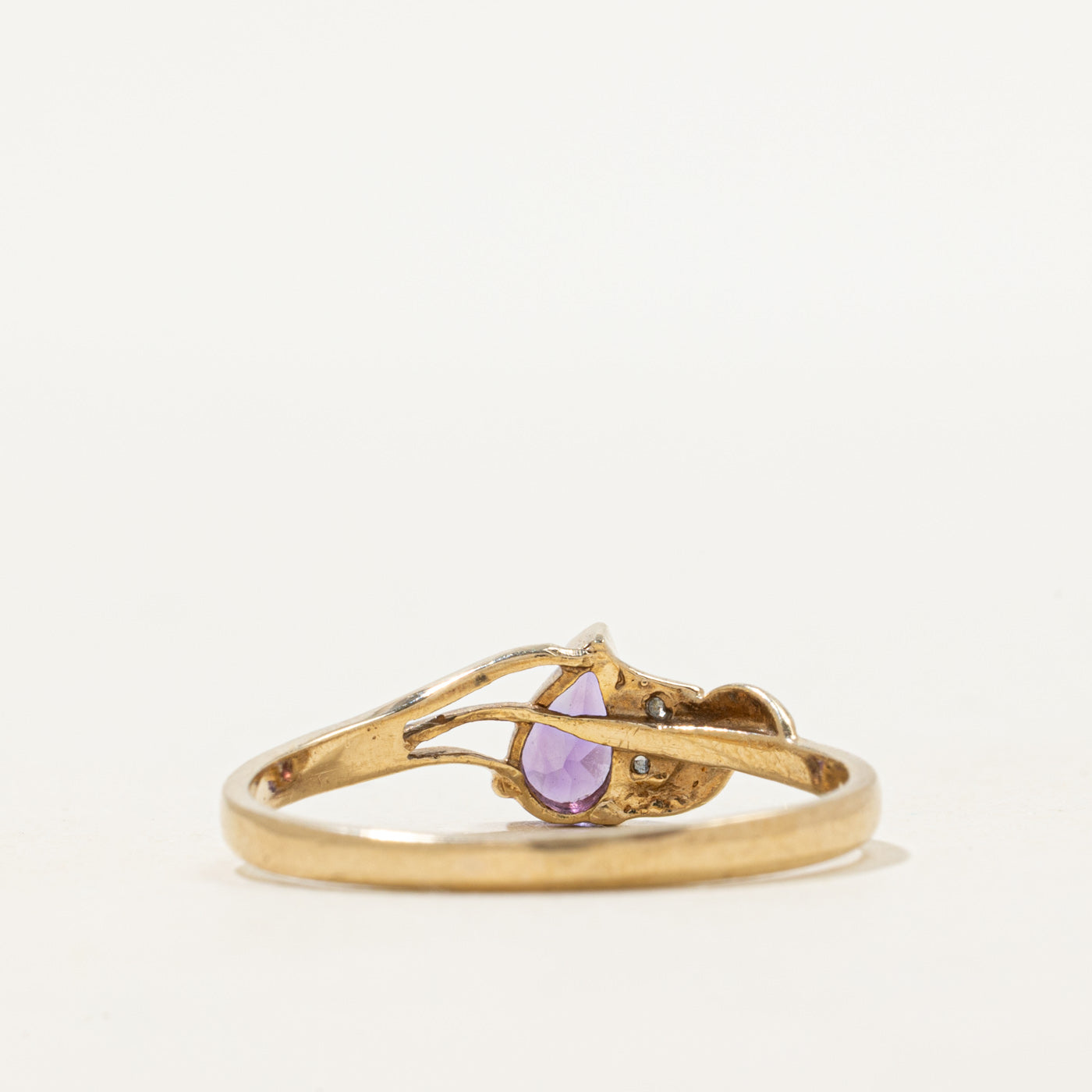 Pear Cut Amethyst & Diamond Openwork Ring | SZ 8.75