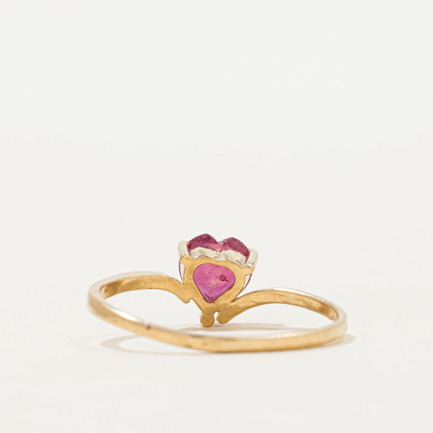 Heart Cut Glass Filled Ruby Ring | SZ 7