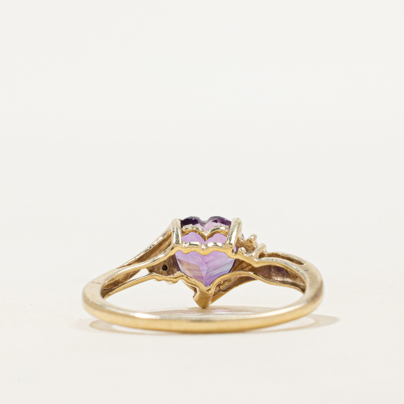 Heart Cut Amethyst & Diamond Bypass Ring | SZ 6.5