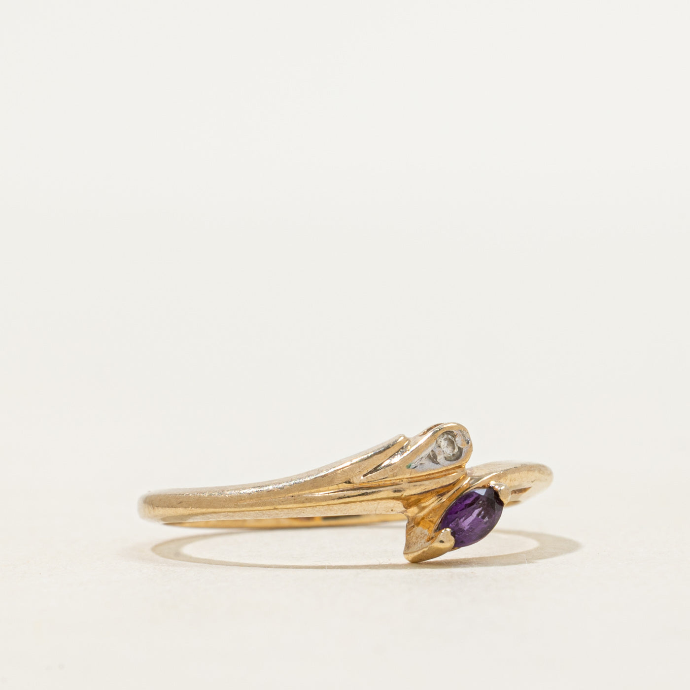 Two Stone Diamond & Amethyst Bypass Ring | SZ 5.25