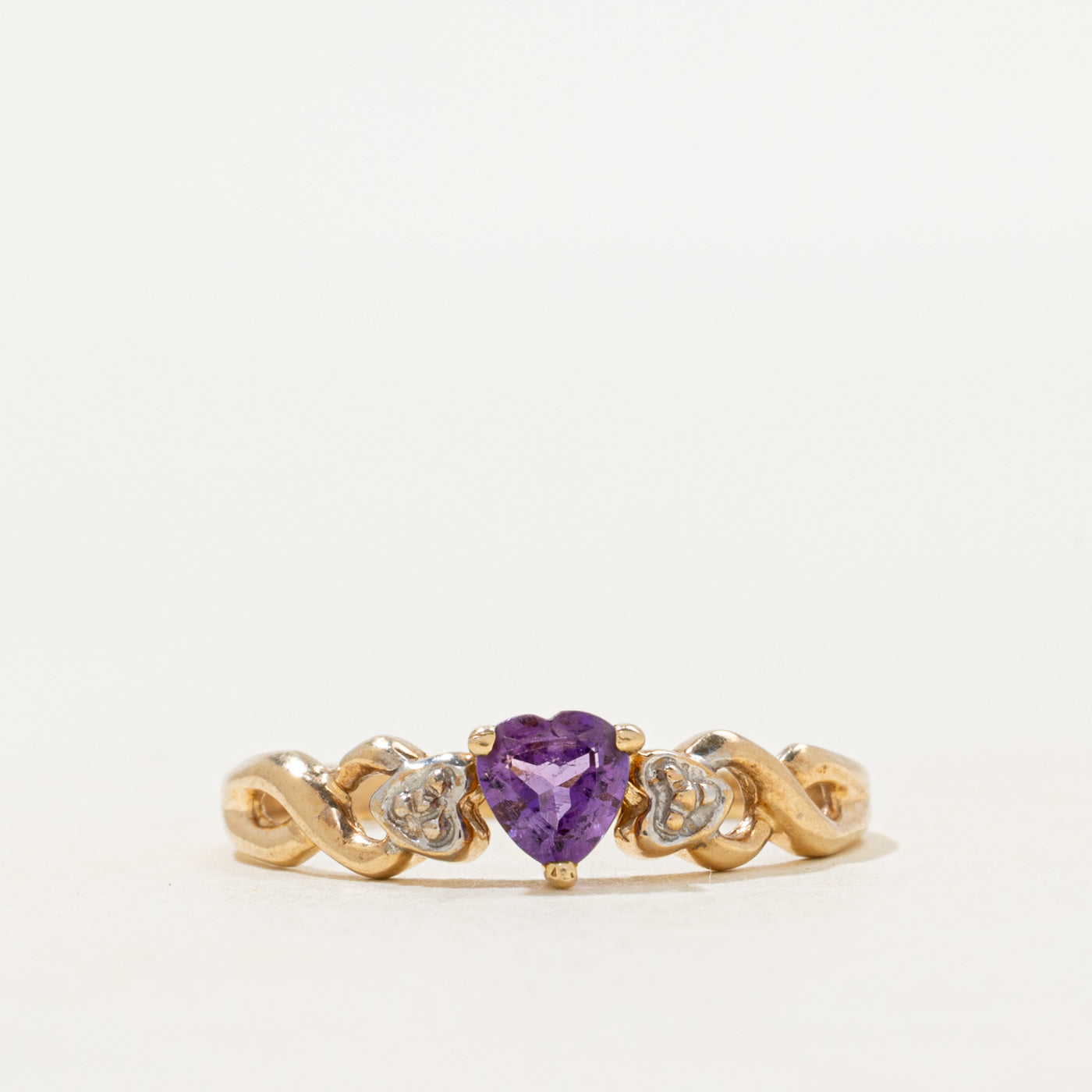 Heart Cut Amethyst & Diamond Ring | SZ 6.25