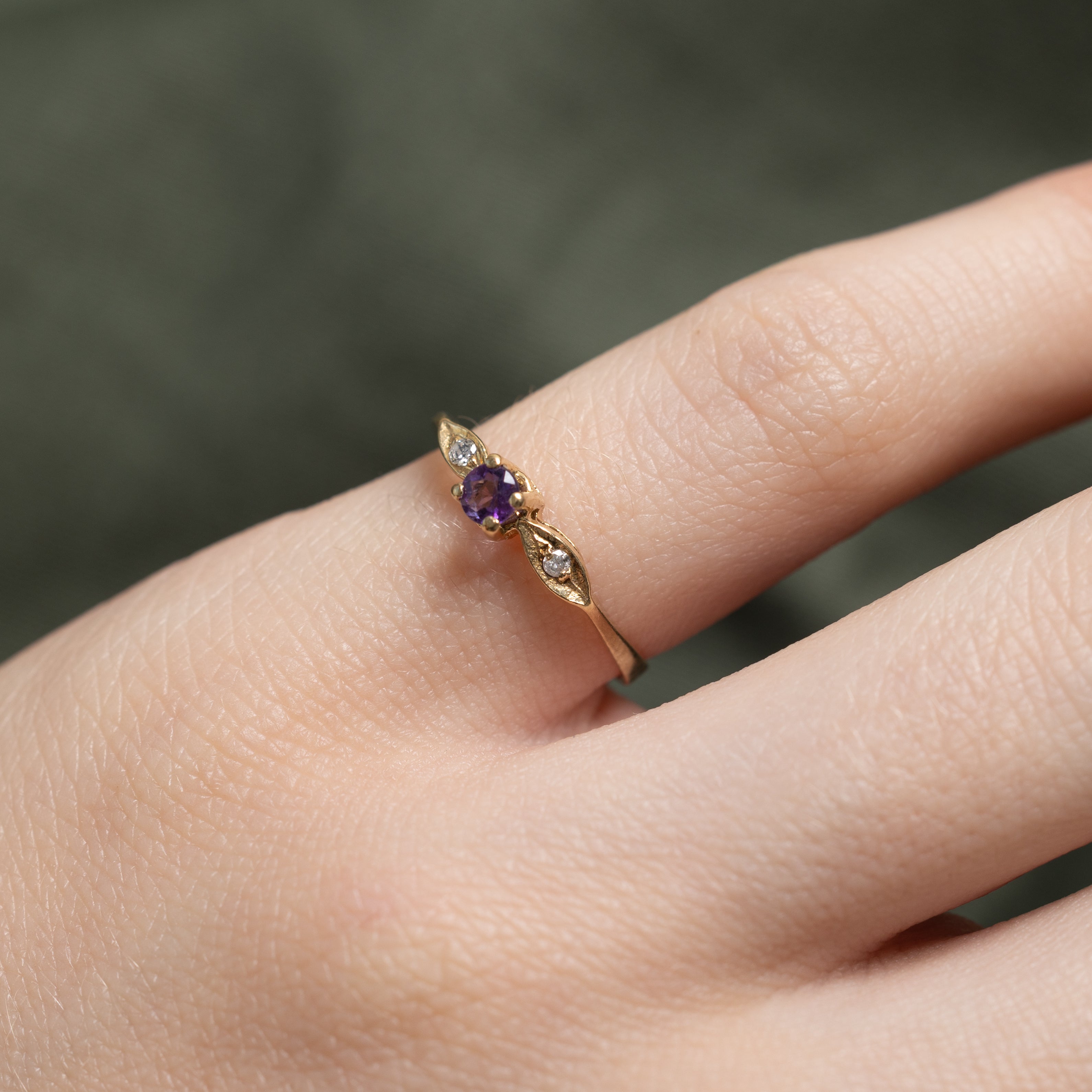 Amethyst & Diamond Petite Ring | SZ 3.75