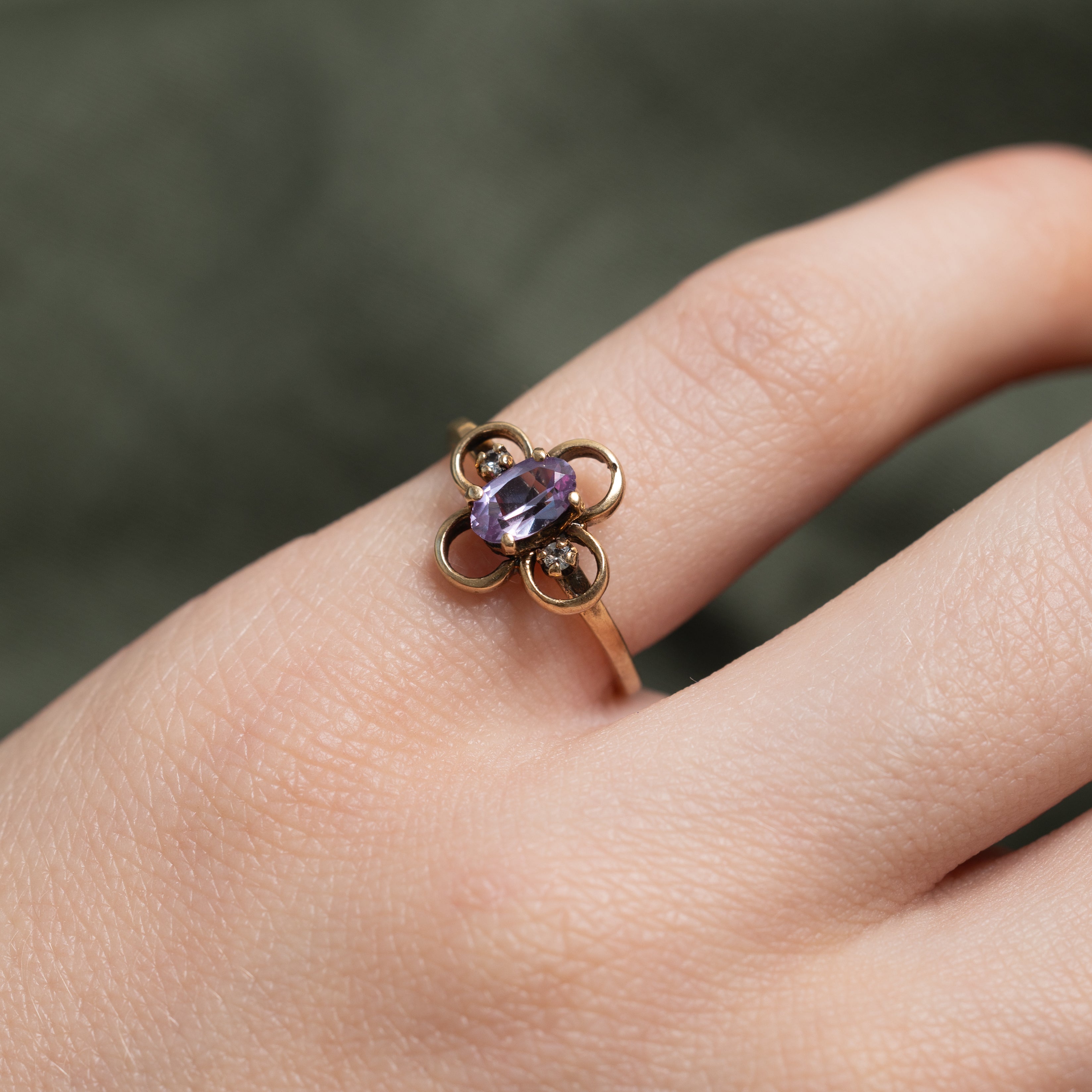 Synthetic Sapphire & Natural Diamond Openwork Ring | SZ 3