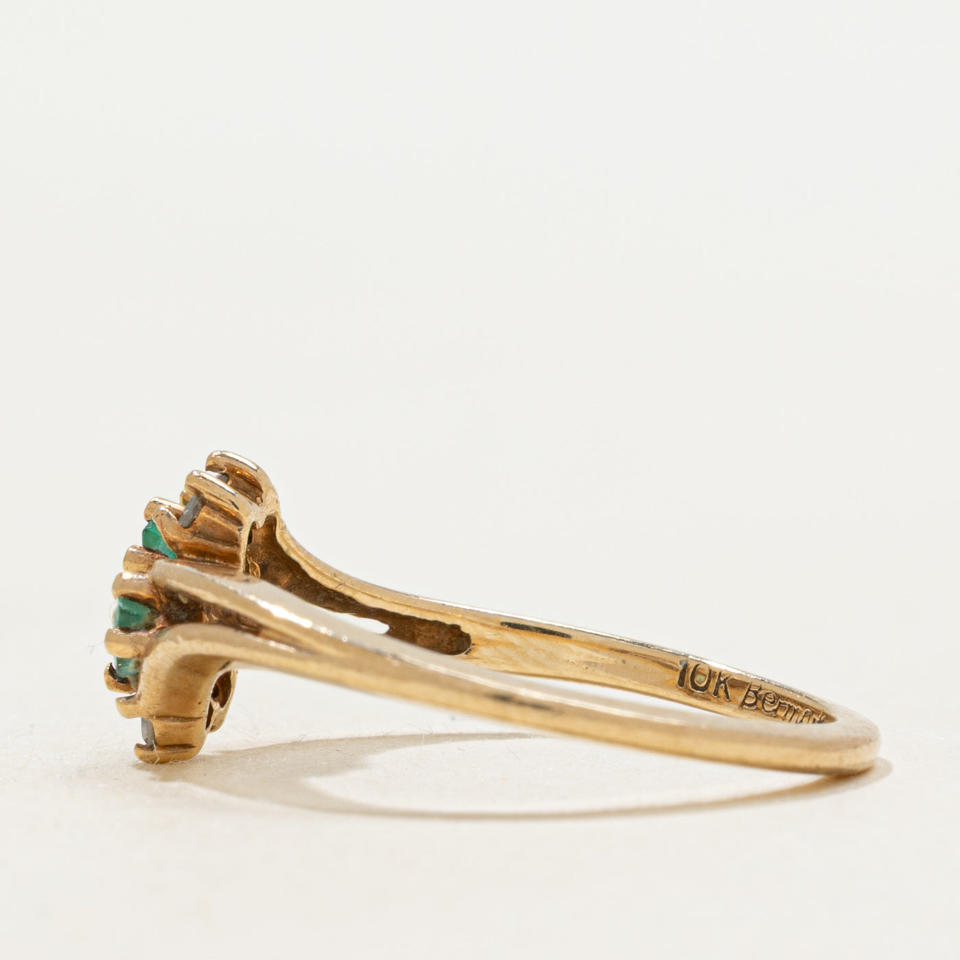 Bague contournante émeraude et diamant | Taille 6,5