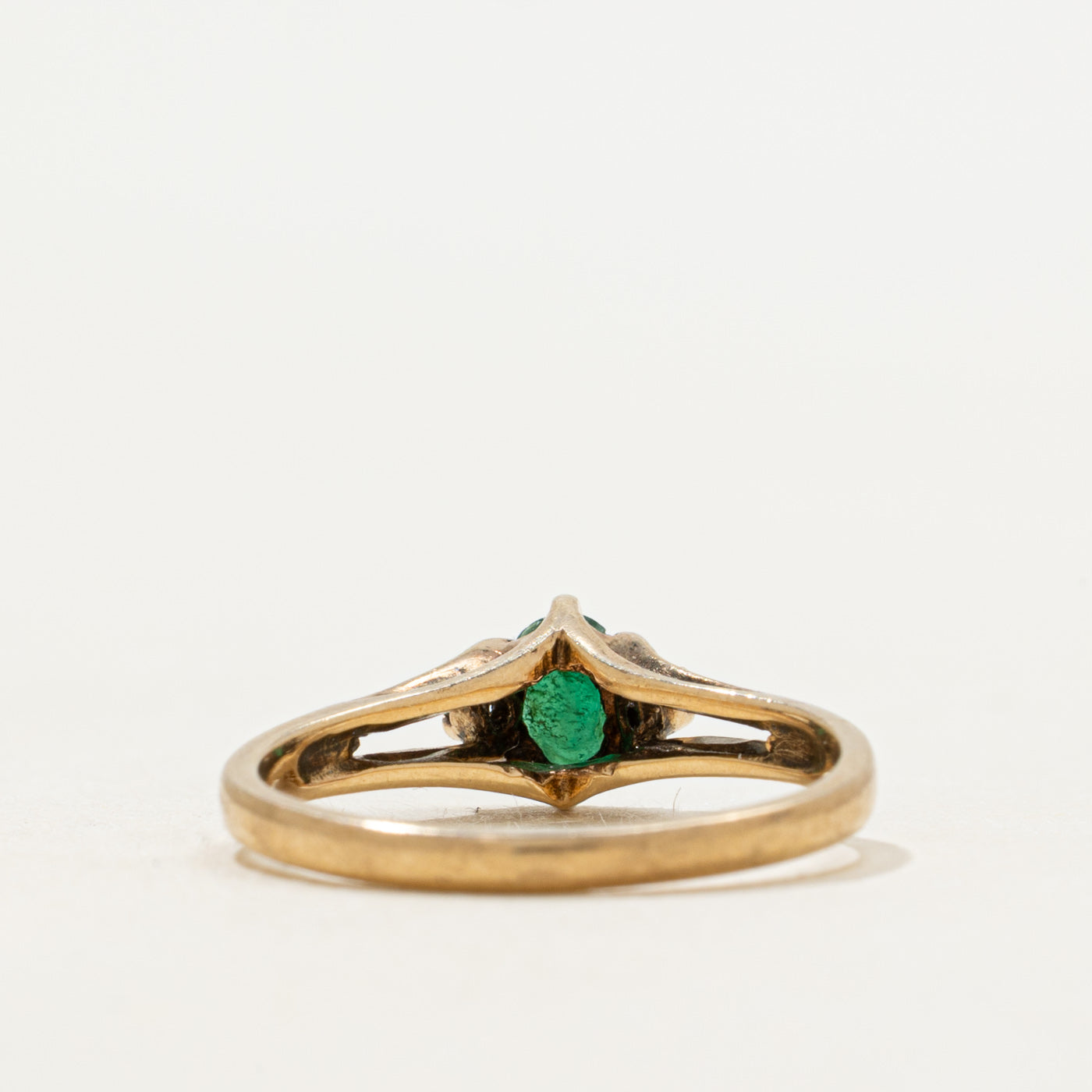 Emerald & Diamond Cathedral Ring | SZ 5