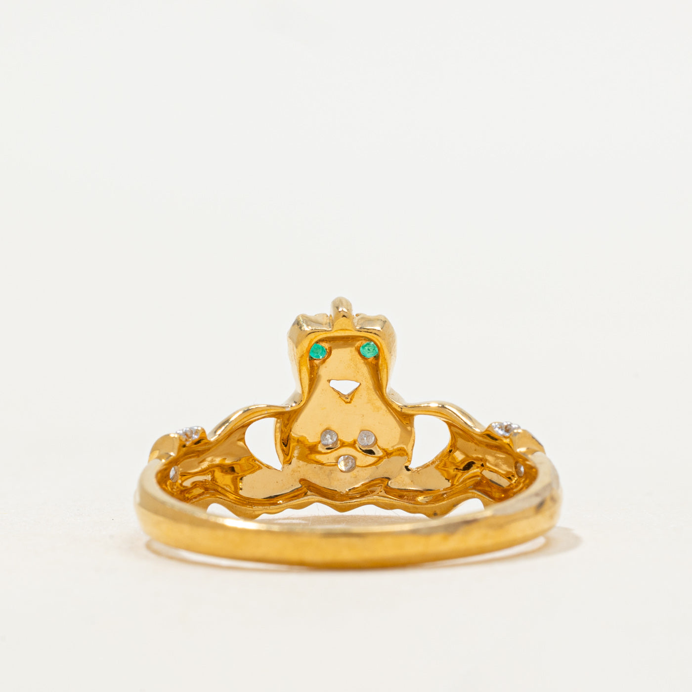 Emerald & Diamond Claddagh Ring | SZ 8.25