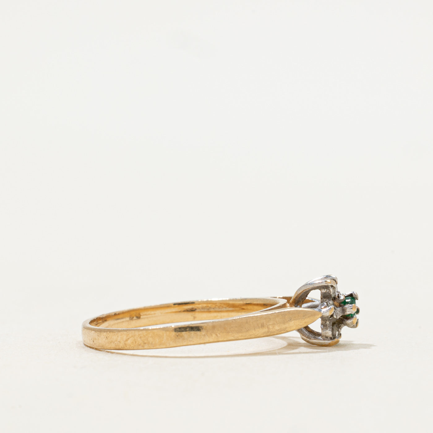 Emerald & Diamond Petal Cathedral Ring | SZ 5