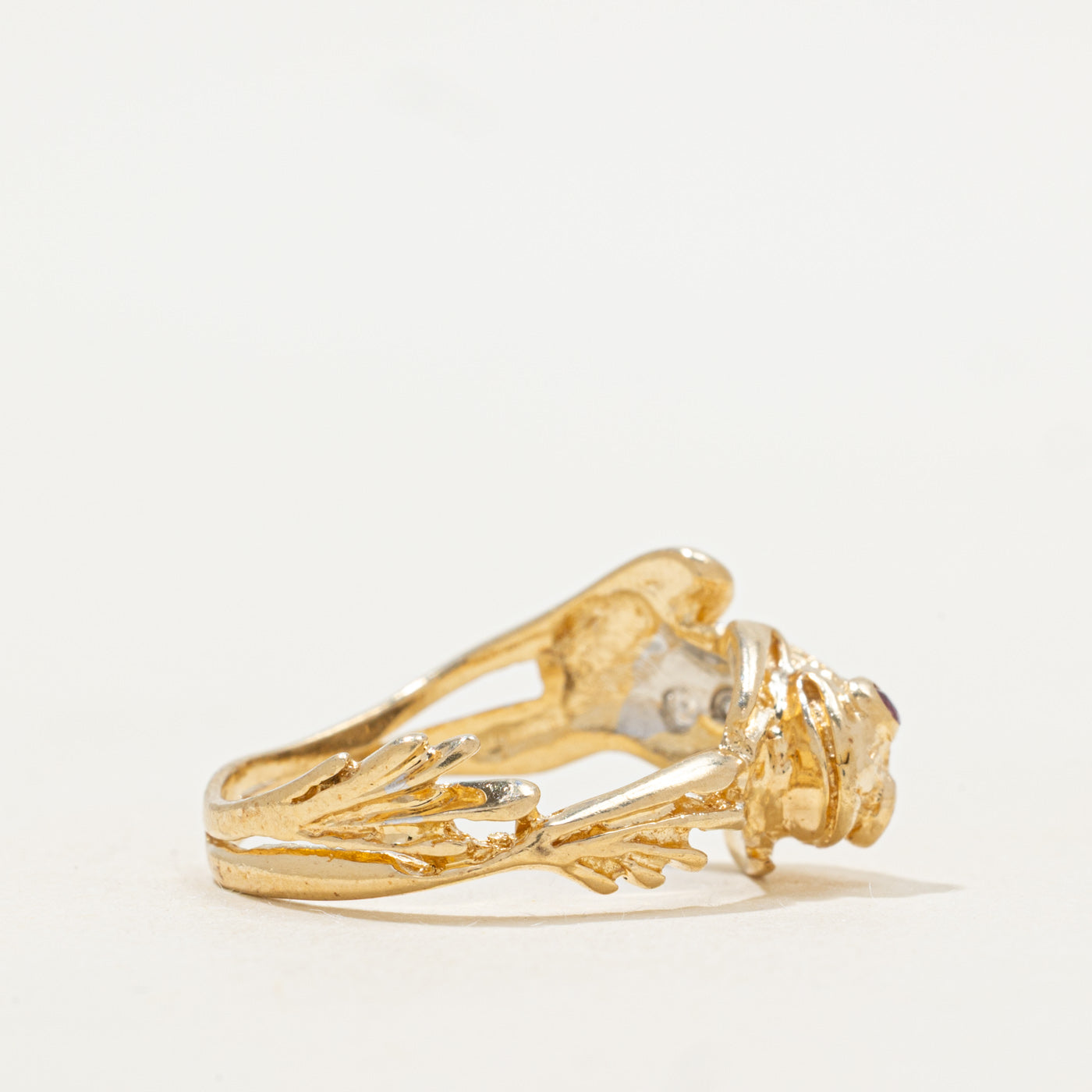 Diamond & Ruby Frog Ring | SZ 6.25