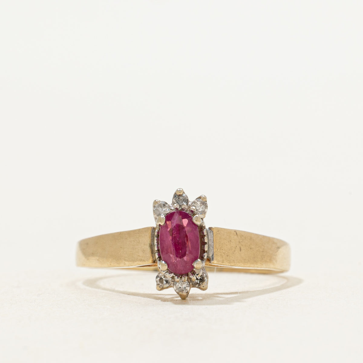 Oval Cut Ruby & Diamond Petal Ring | SZ 6.25