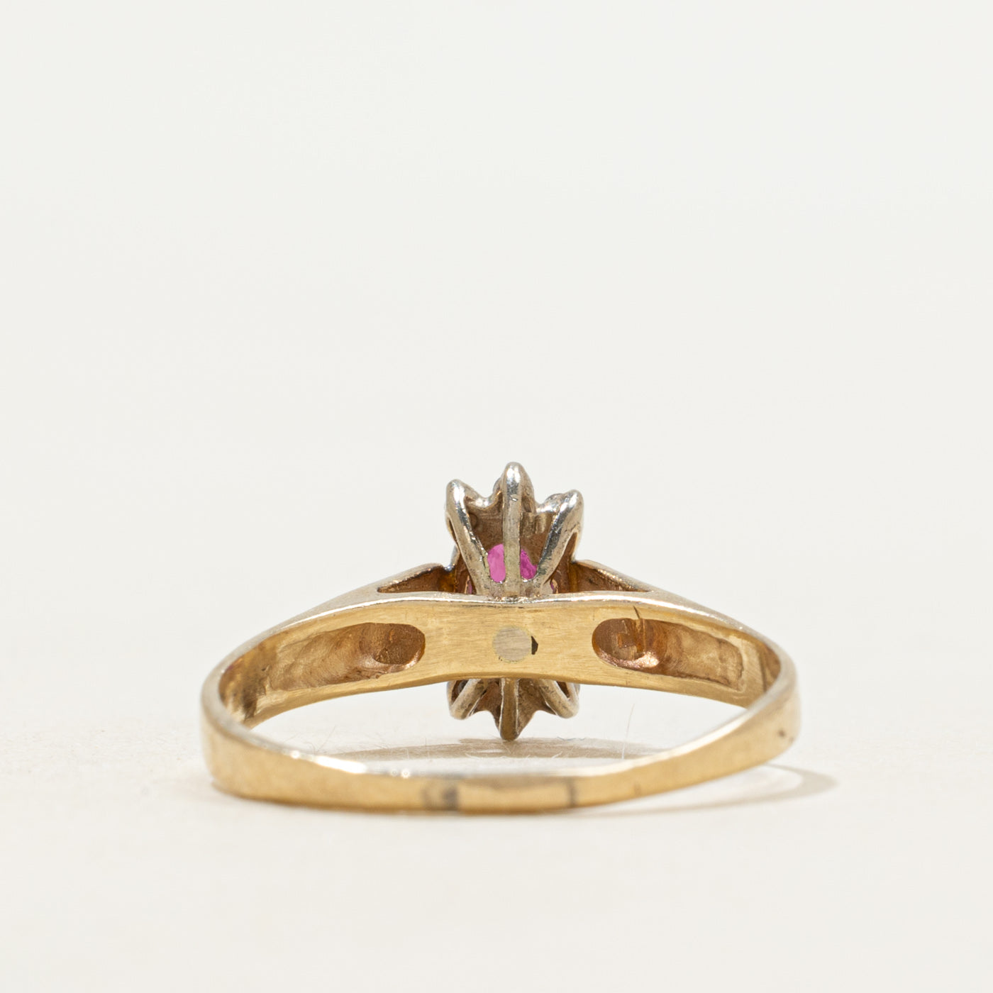 Oval Cut Ruby & Diamond Petal Ring | SZ 6.25