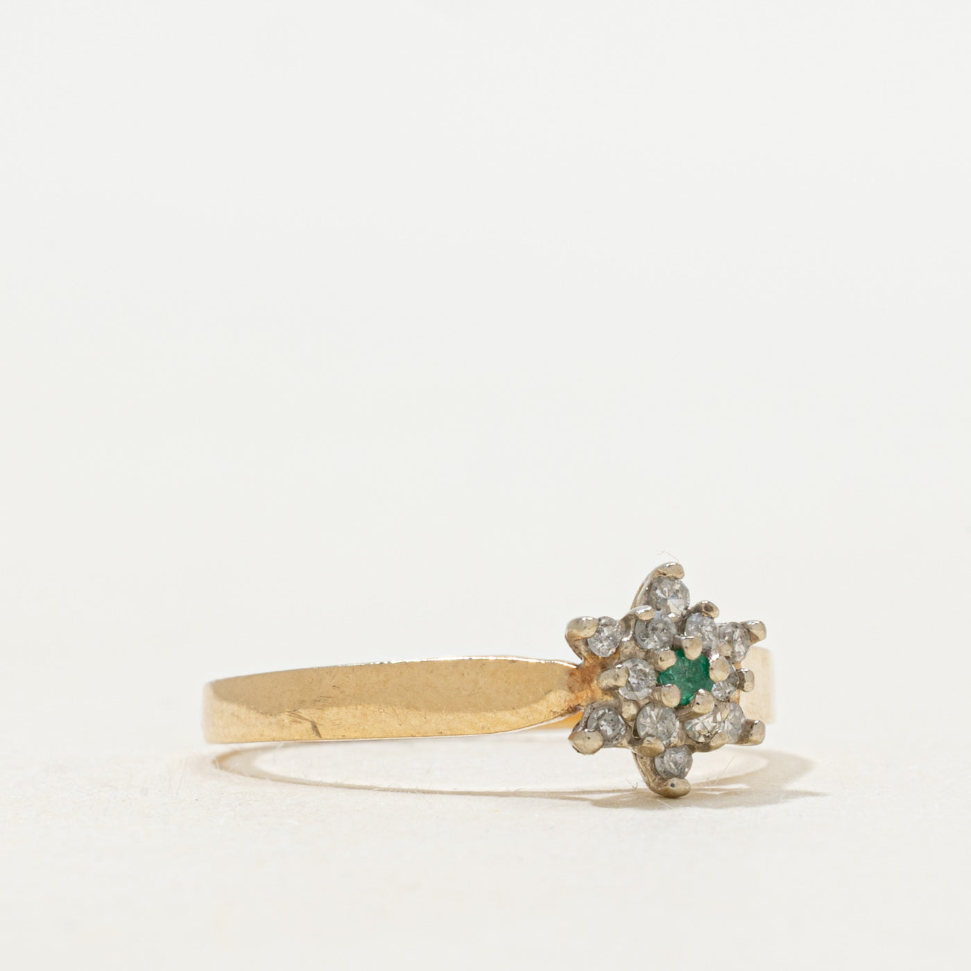 Emerald & Diamond Petal Cluster Cathedral Ring | SZ 6.25