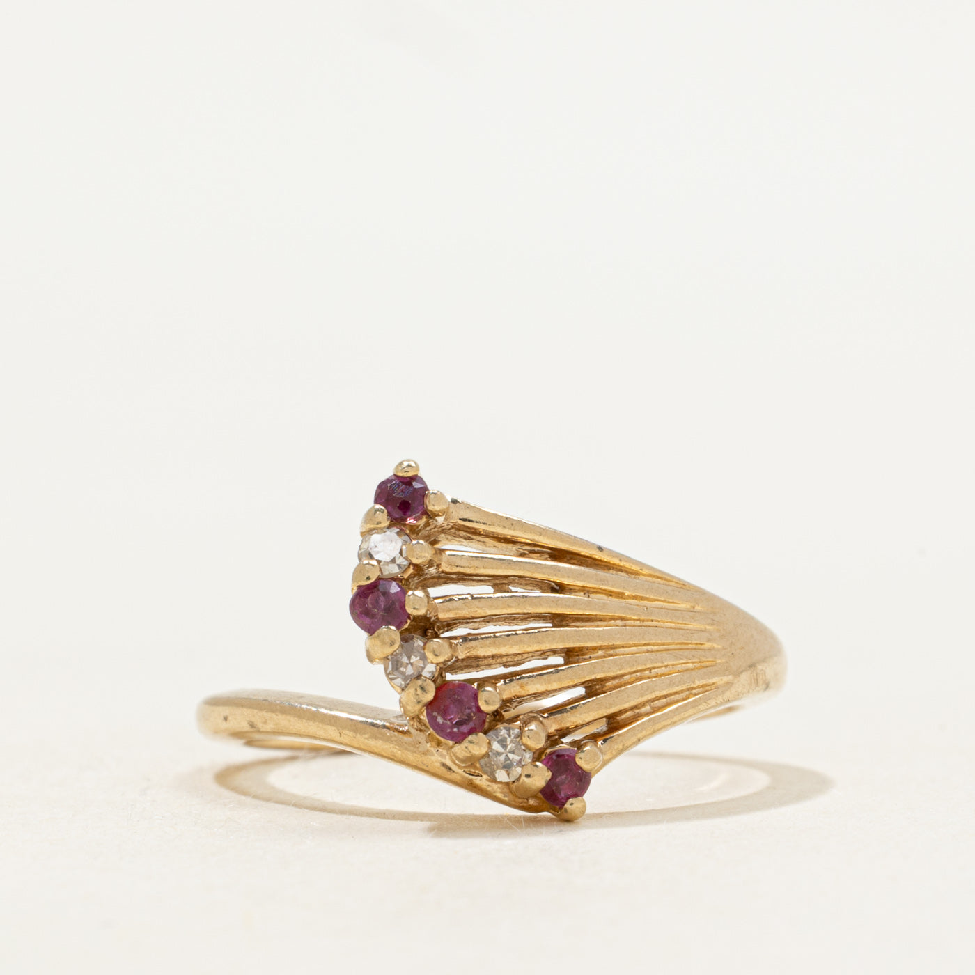 Diamond & Ruby Waterfall Openwork Ring | SZ 5.75