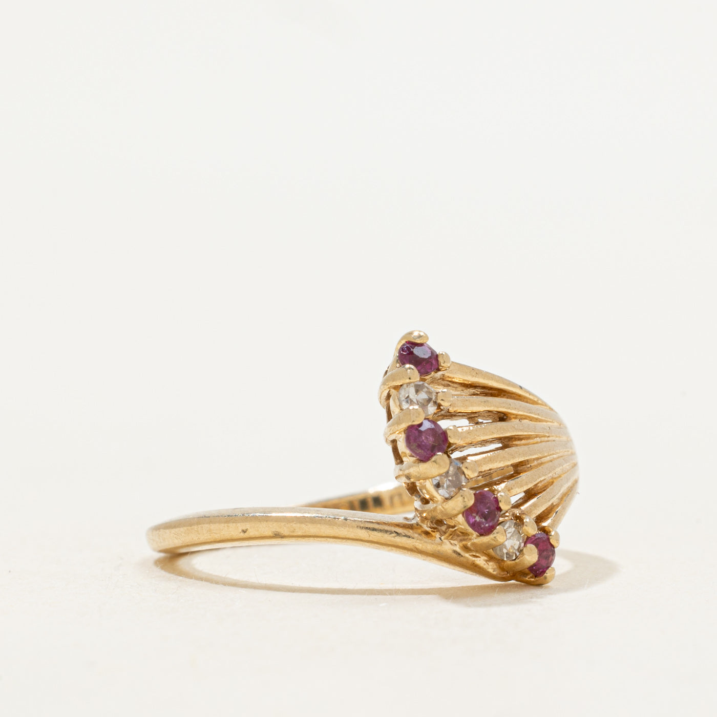 Diamond & Ruby Waterfall Openwork Ring | SZ 5.75
