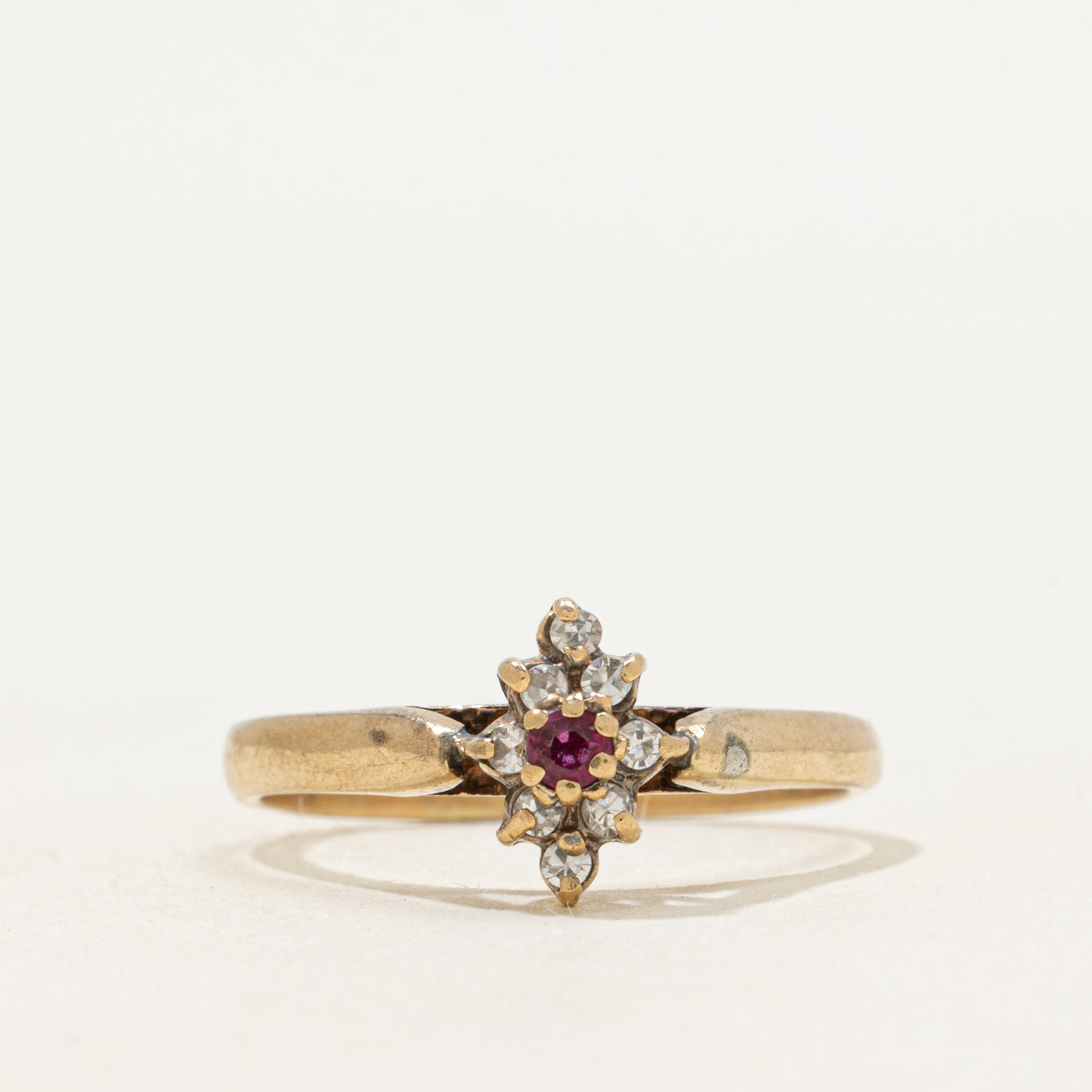Ruby & Diamond Petal Ring | SZ 5.75