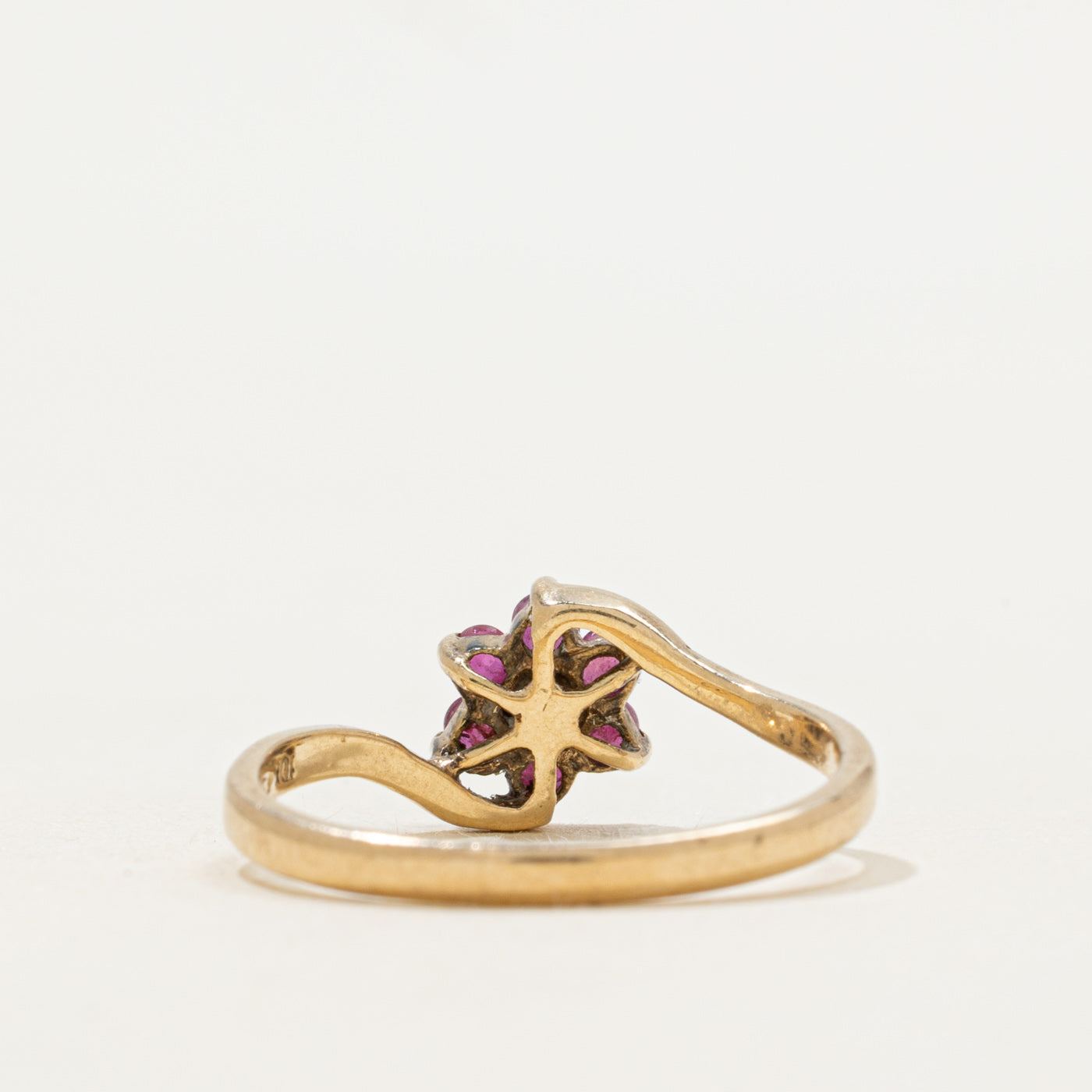 Ruby & Diamond Petal Bypass Ring | SZ 6.5