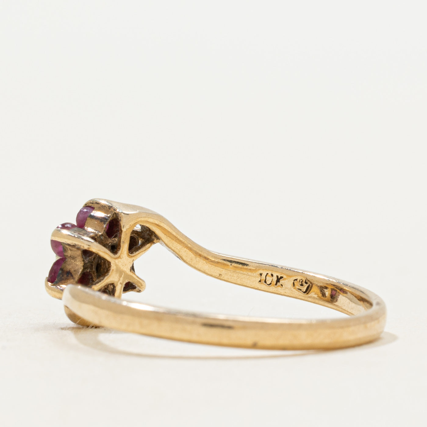 Ruby & Diamond Petal Bypass Ring | SZ 6.5