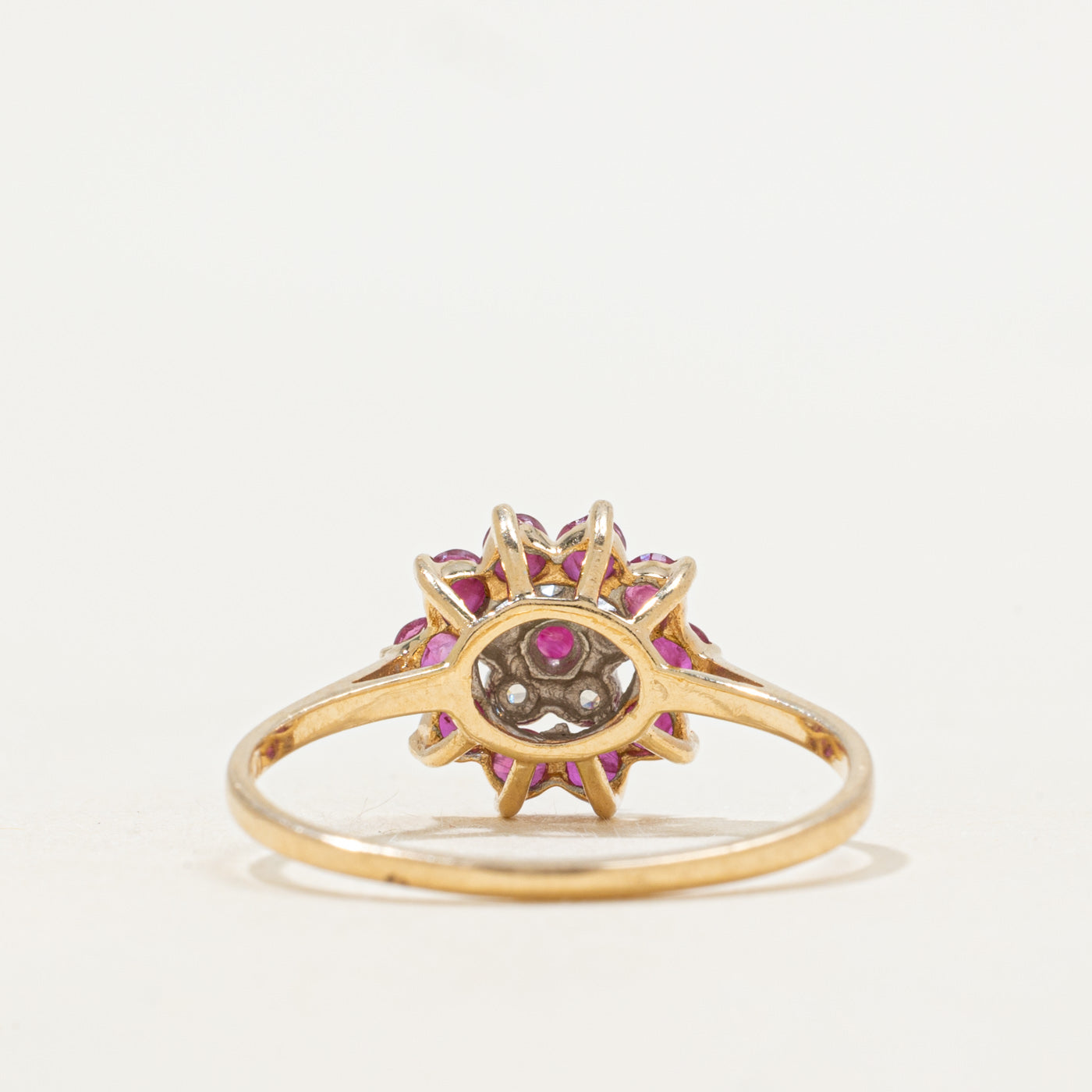 Ruby & Diamond Petal Cluster Ring | SZ 8