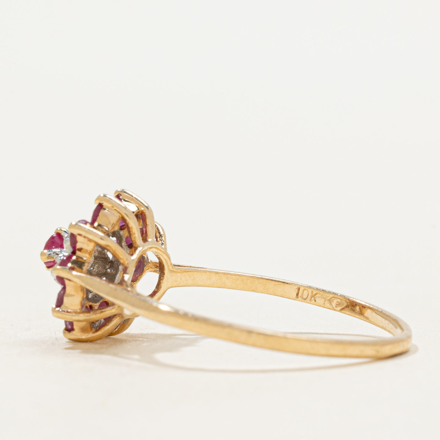 Ruby & Diamond Petal Cluster Ring | SZ 8