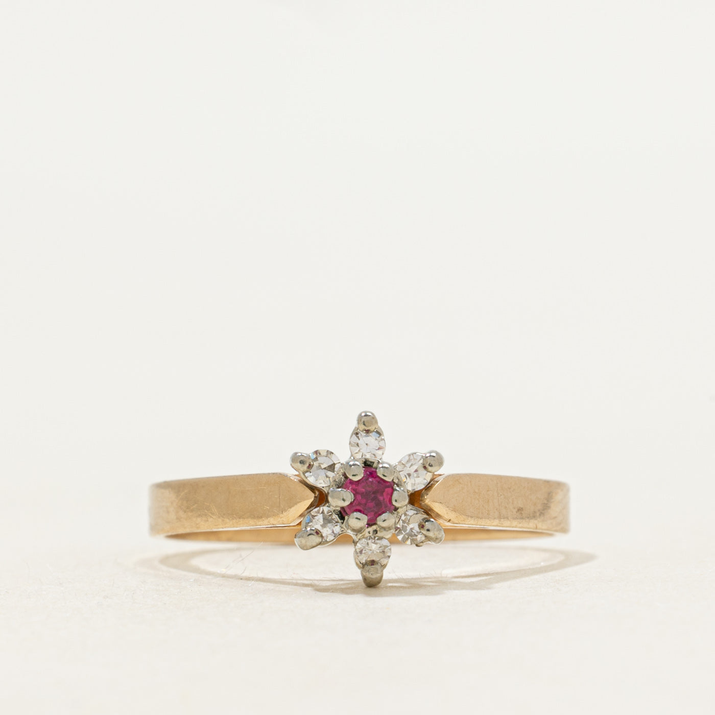 Ruby & Diamond Petal Ring | SZ 6.25