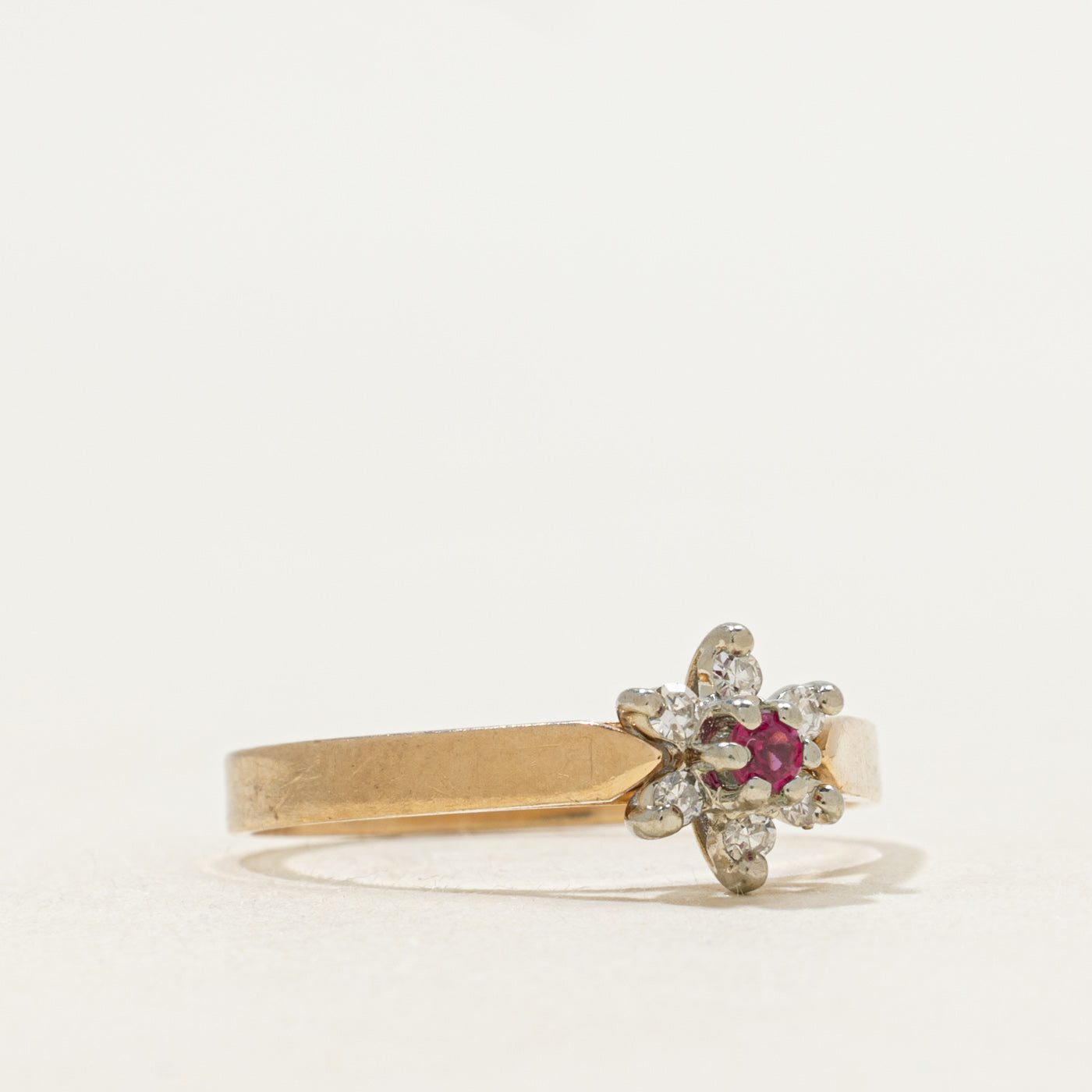 Ruby & Diamond Petal Ring | SZ 6.25