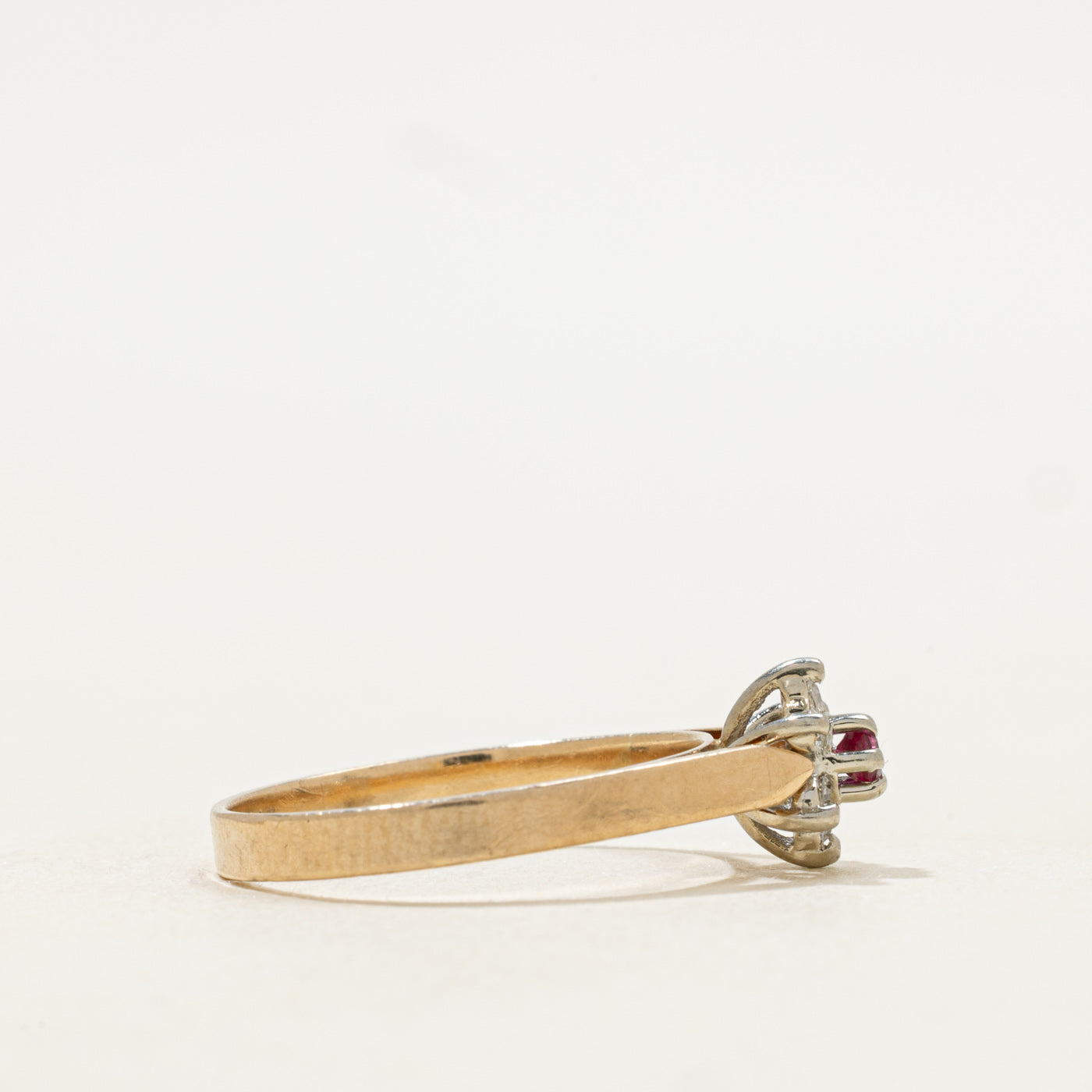 Ruby & Diamond Petal Ring | SZ 6.25