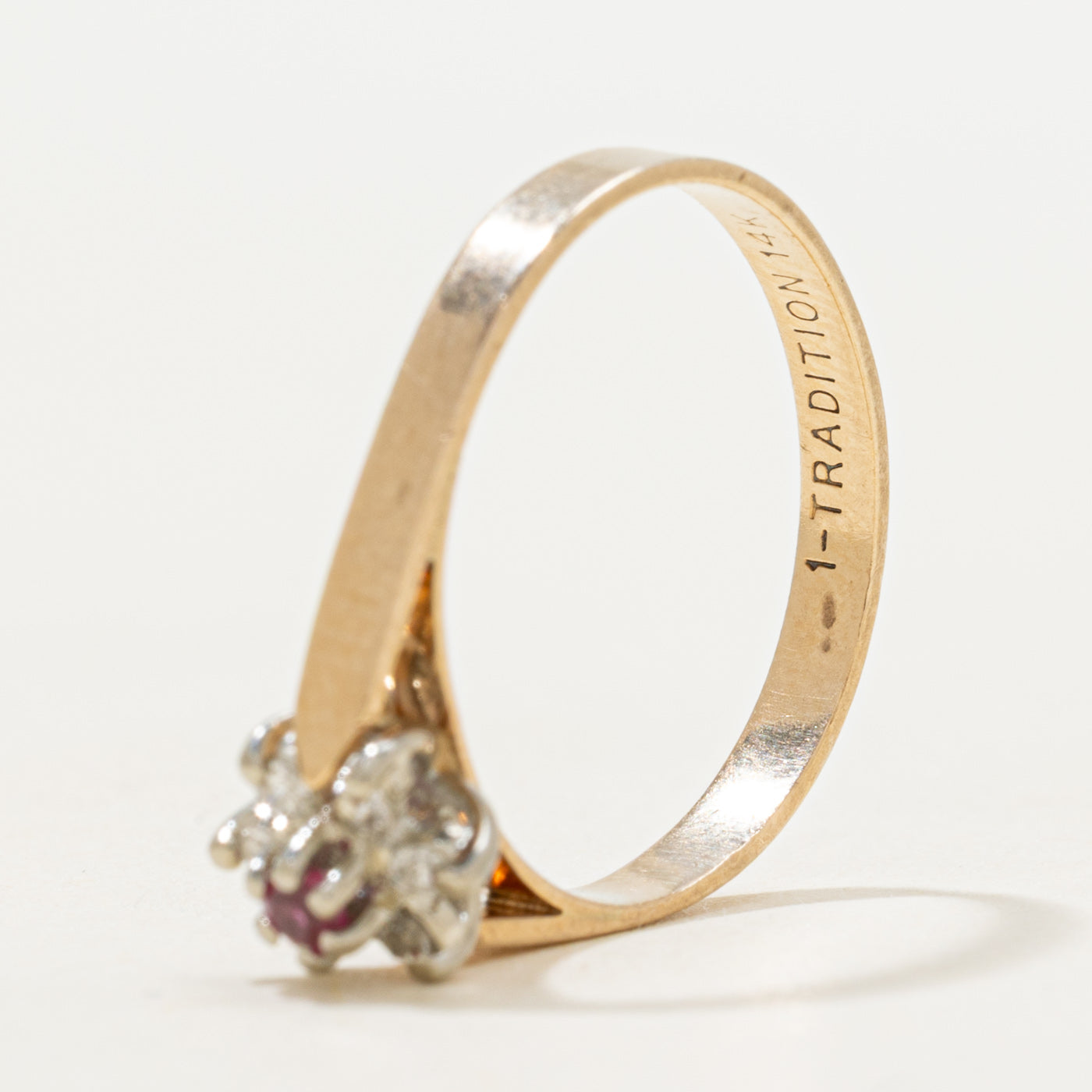 Ruby & Diamond Petal Ring | SZ 6.25