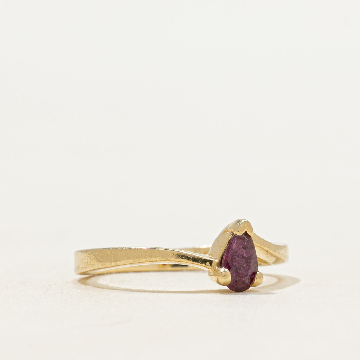 Pear Cut Ruby Bypass Ring | SZ 4