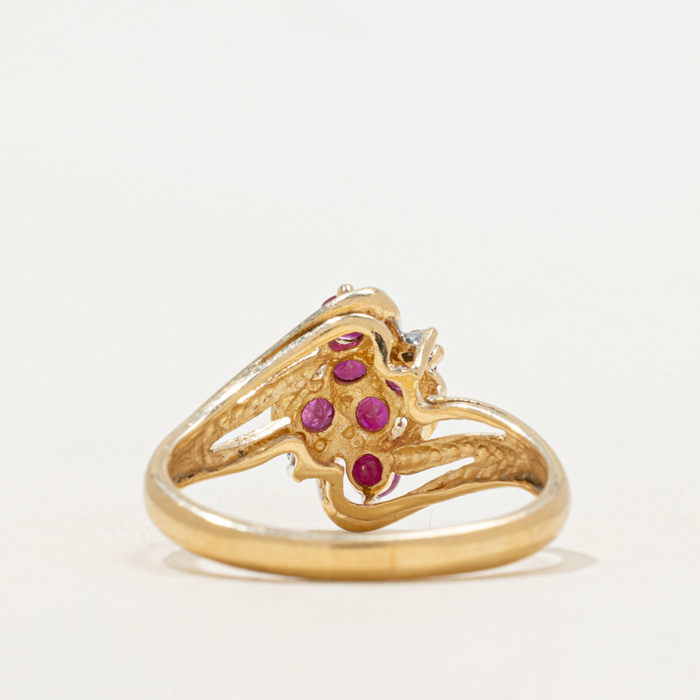 Ruby & Diamond Waterfall Bypass Ring | SZ 7.25