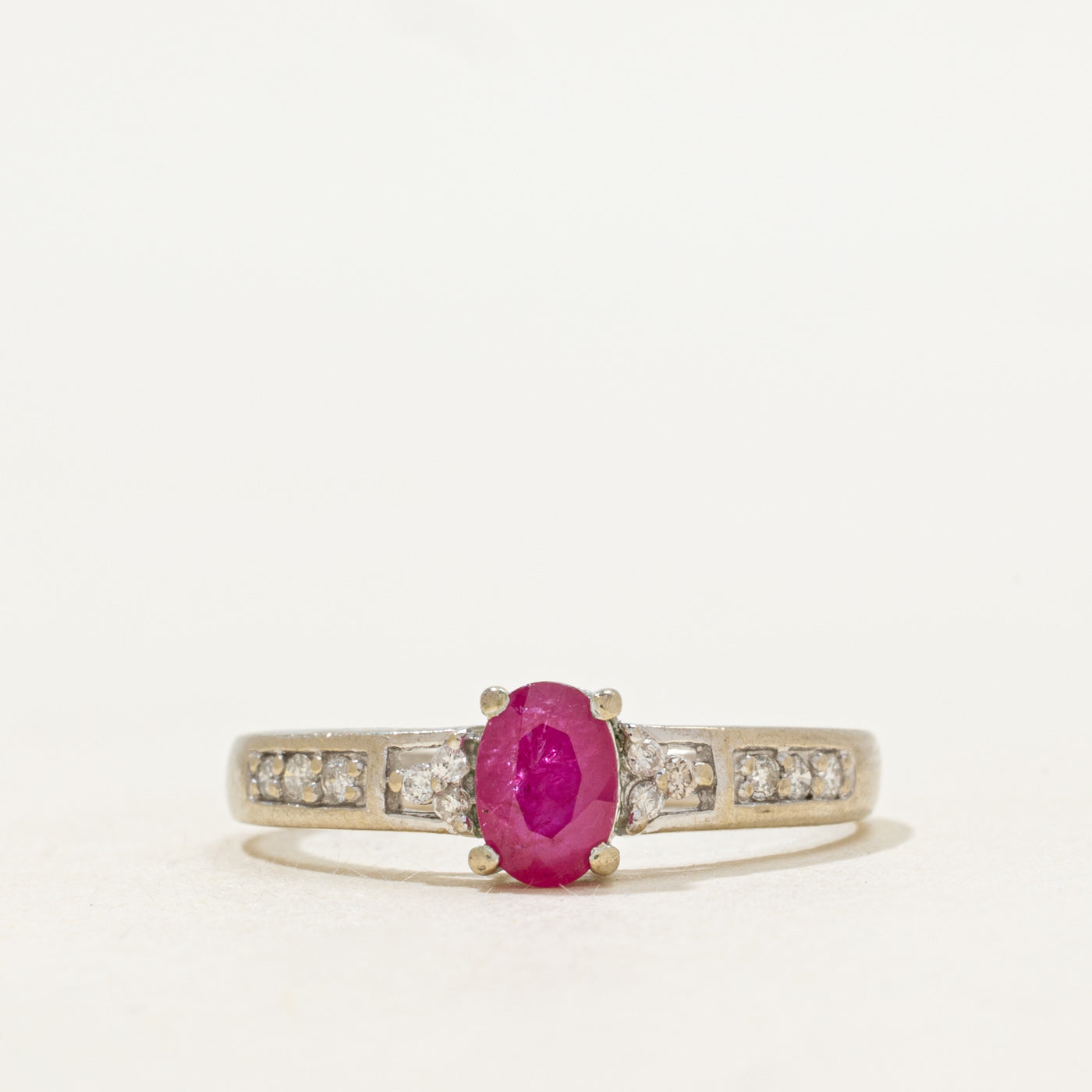 Oval Cut Ruby & Diamond Accented Ring | SZ 7