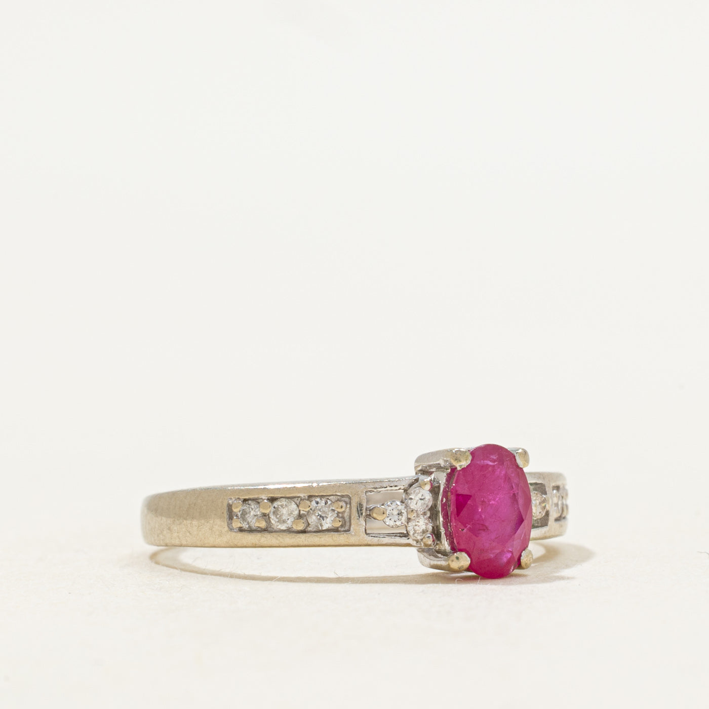 Oval Cut Ruby & Diamond Accented Ring | SZ 7